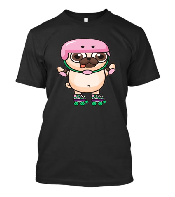 Animal Cute Pug Skating Helmet Rollerblades 346817 T-Shirt