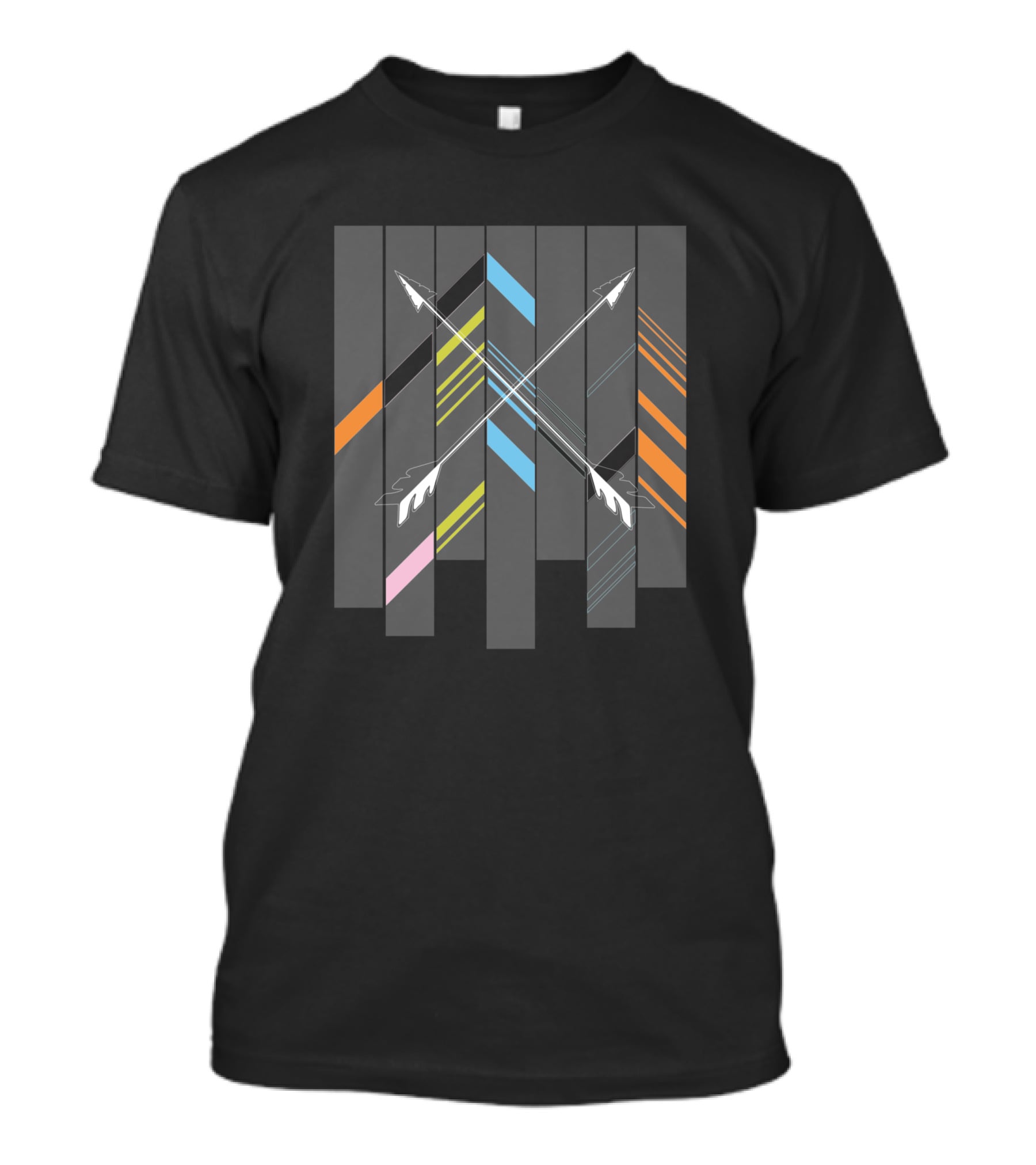 Arrows Crossing Over Colorful Striped 11423 T-Shirt