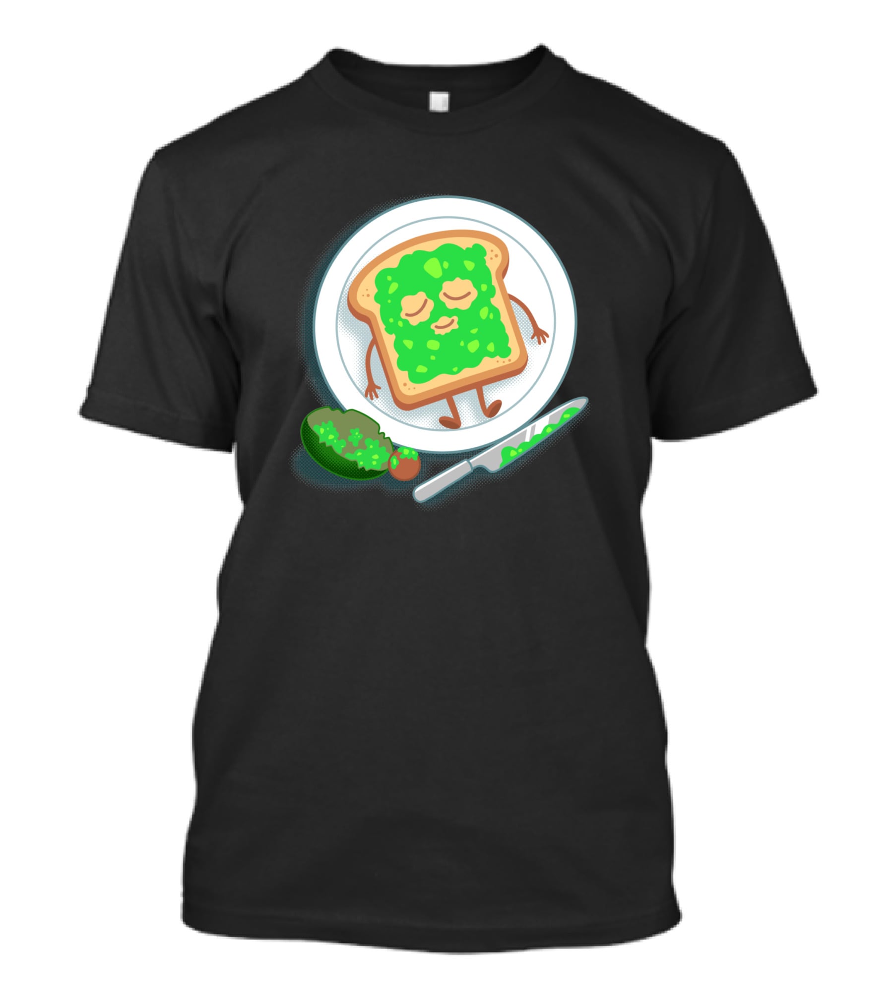 Avospado Toast Character With Avocado And Knife On Plate T-Shirt