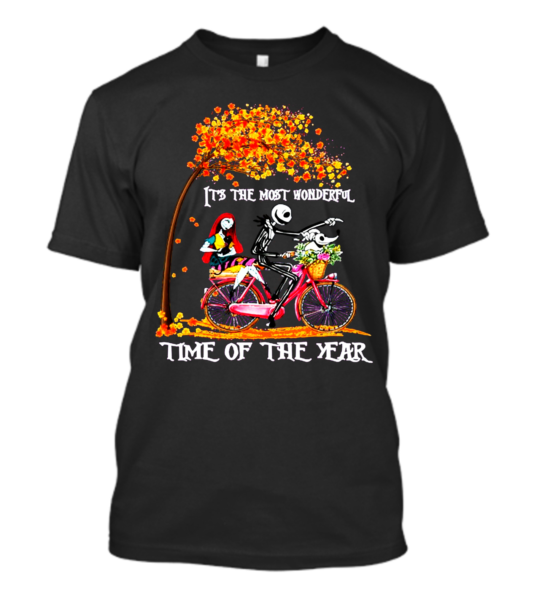 IT'S THE MOST WONDERFUL TIME OF THE YEAR Halloween Characters Riding Bike T-Shirt