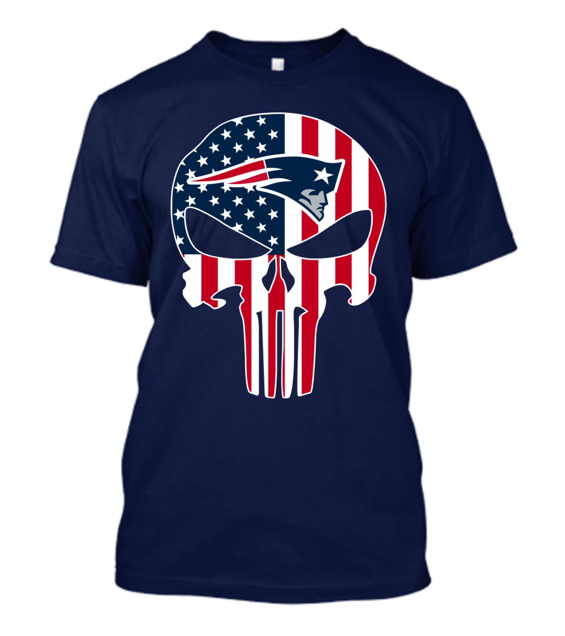 New England Patriots American Flag Skull T-Shirt