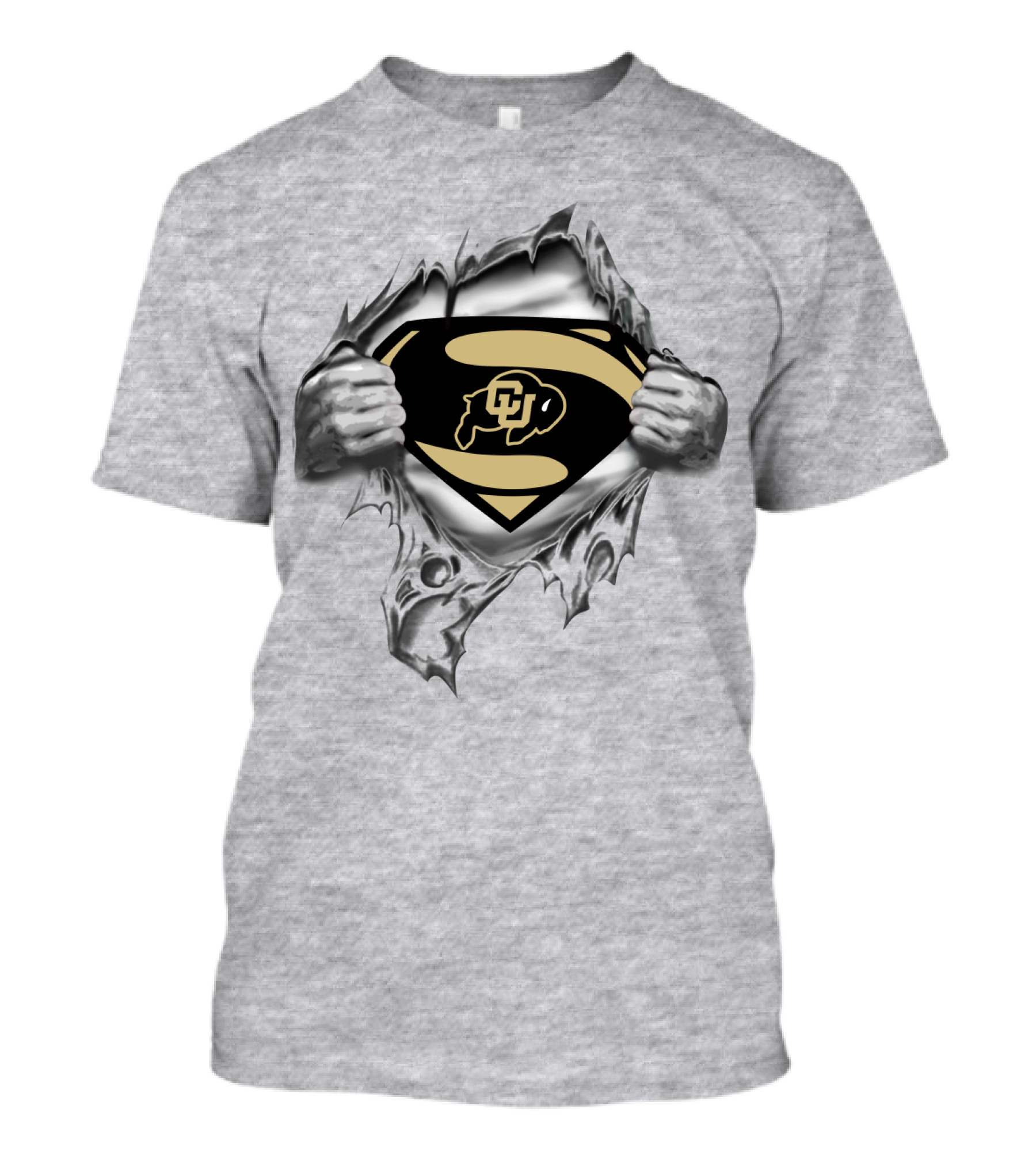 Colorado Buffaloes Cu Superman Logo Rip T-Shirt