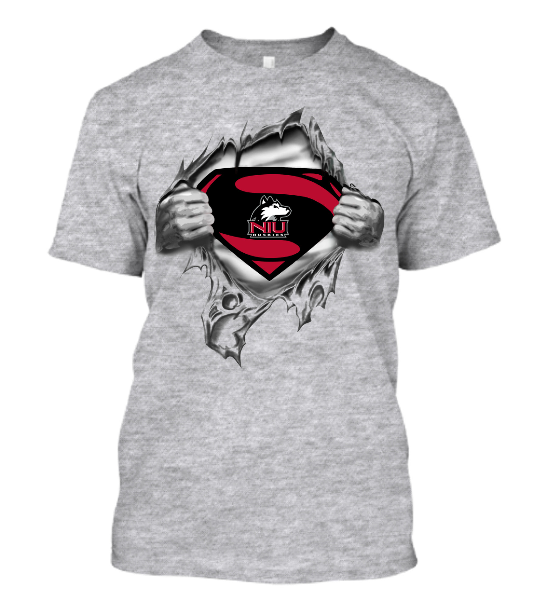 Niu Huskies Superman Logo Tear Northern Illinois Huskies T-Shirt