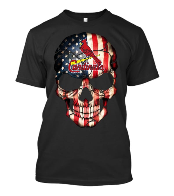 American Flag Skull With St. Louis Cardinals T-Shirt