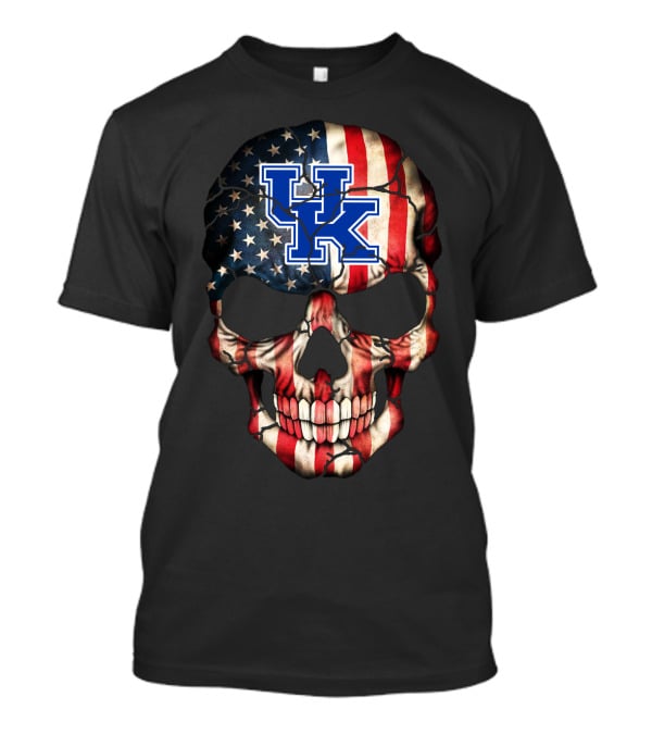 Kentucky Wildcats American Flag Skull T-Shirt