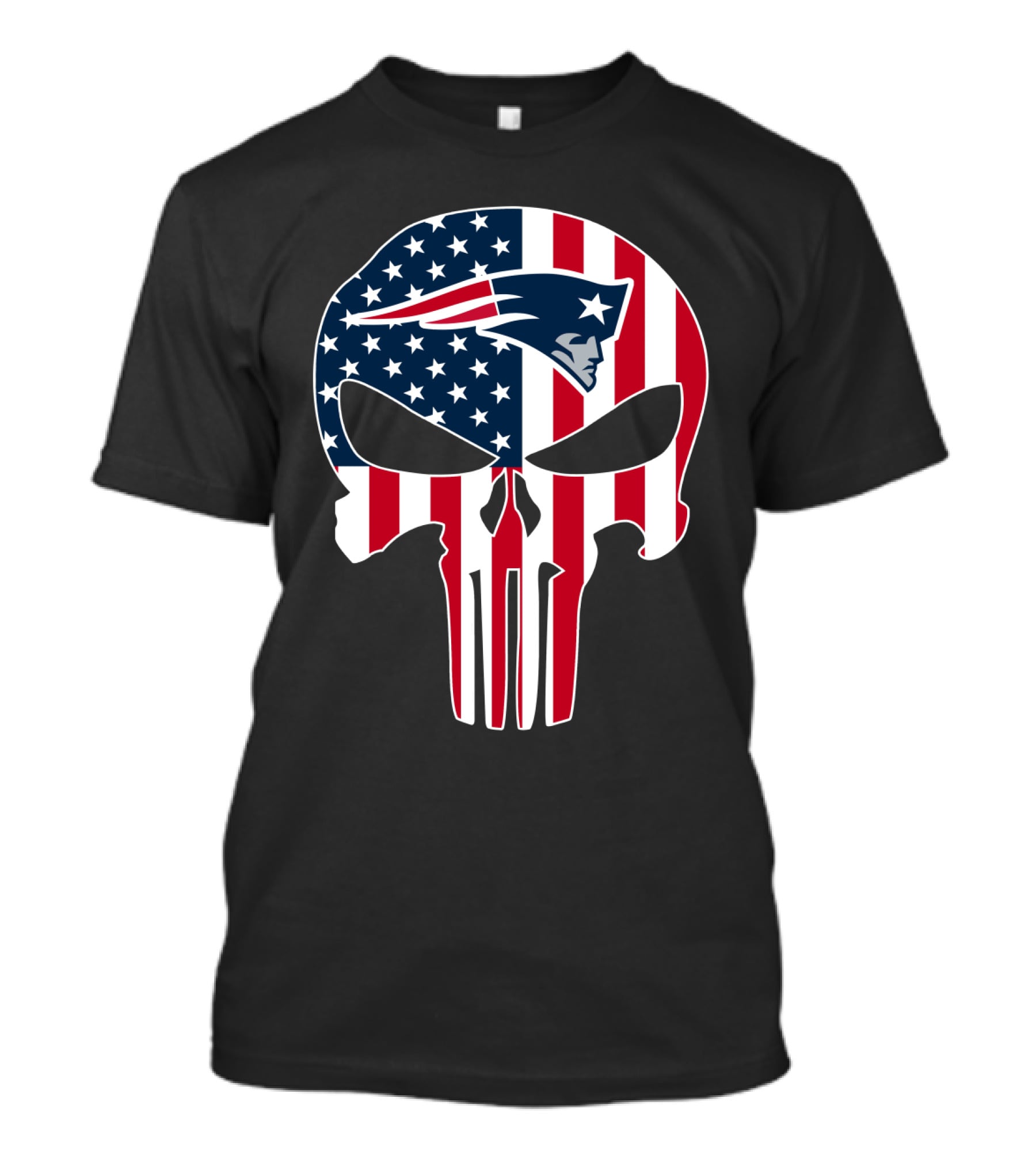 Patriots Skull American Flag Punisher Style T-Shirt