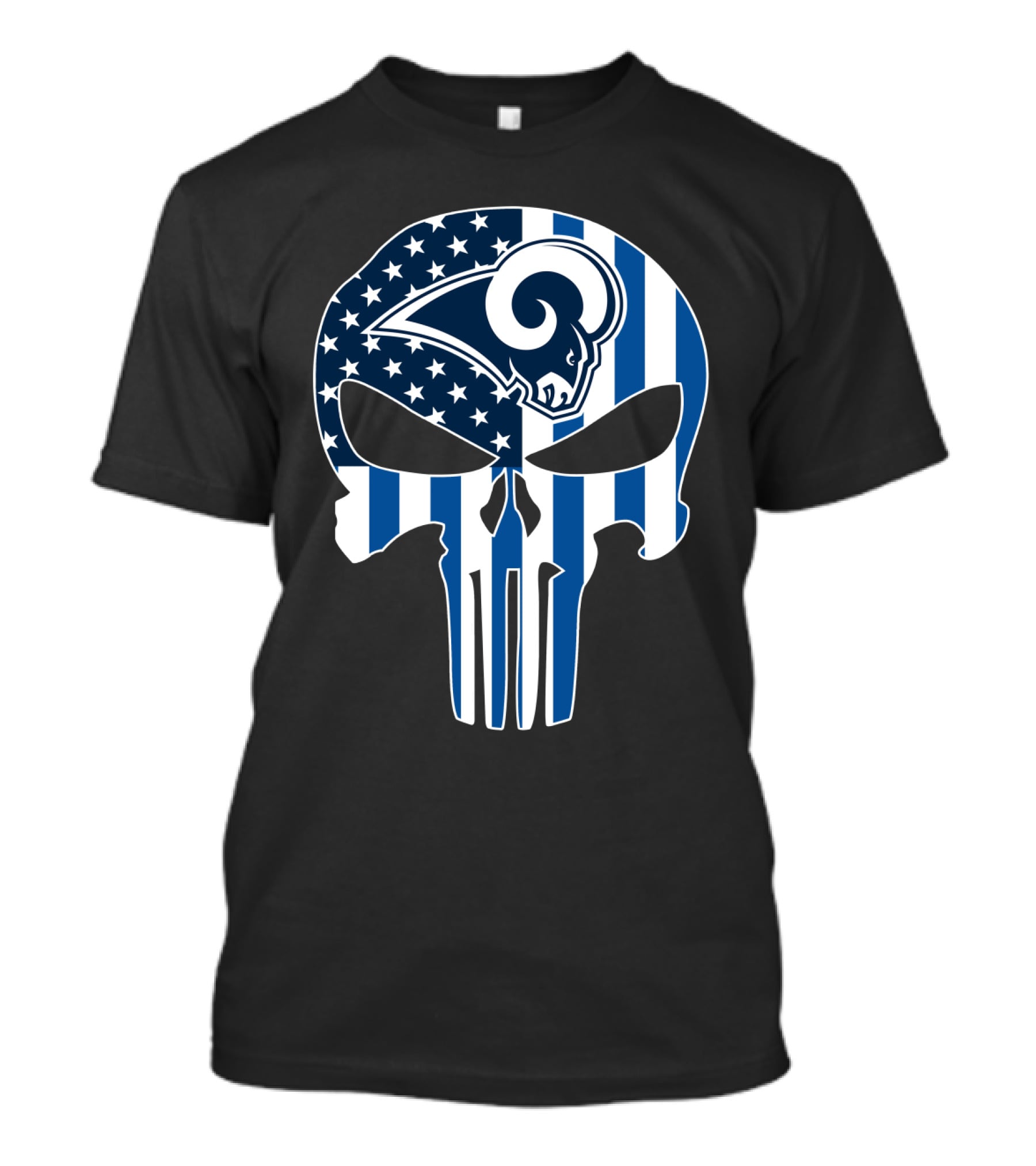 Rams Skull American Flag Punisher T-Shirt