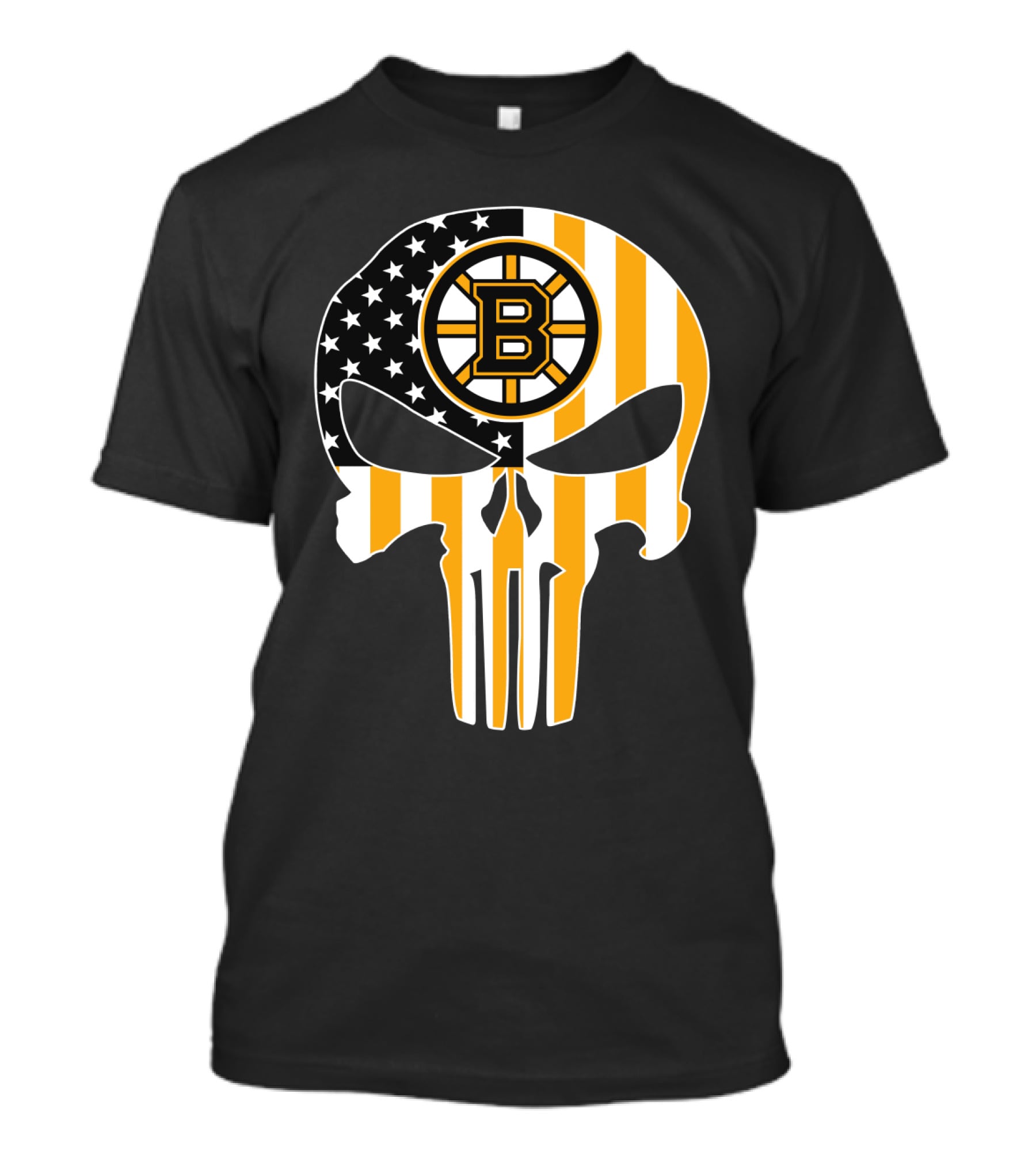 Boston Bruins Punisher Skull American Flag T-Shirt
