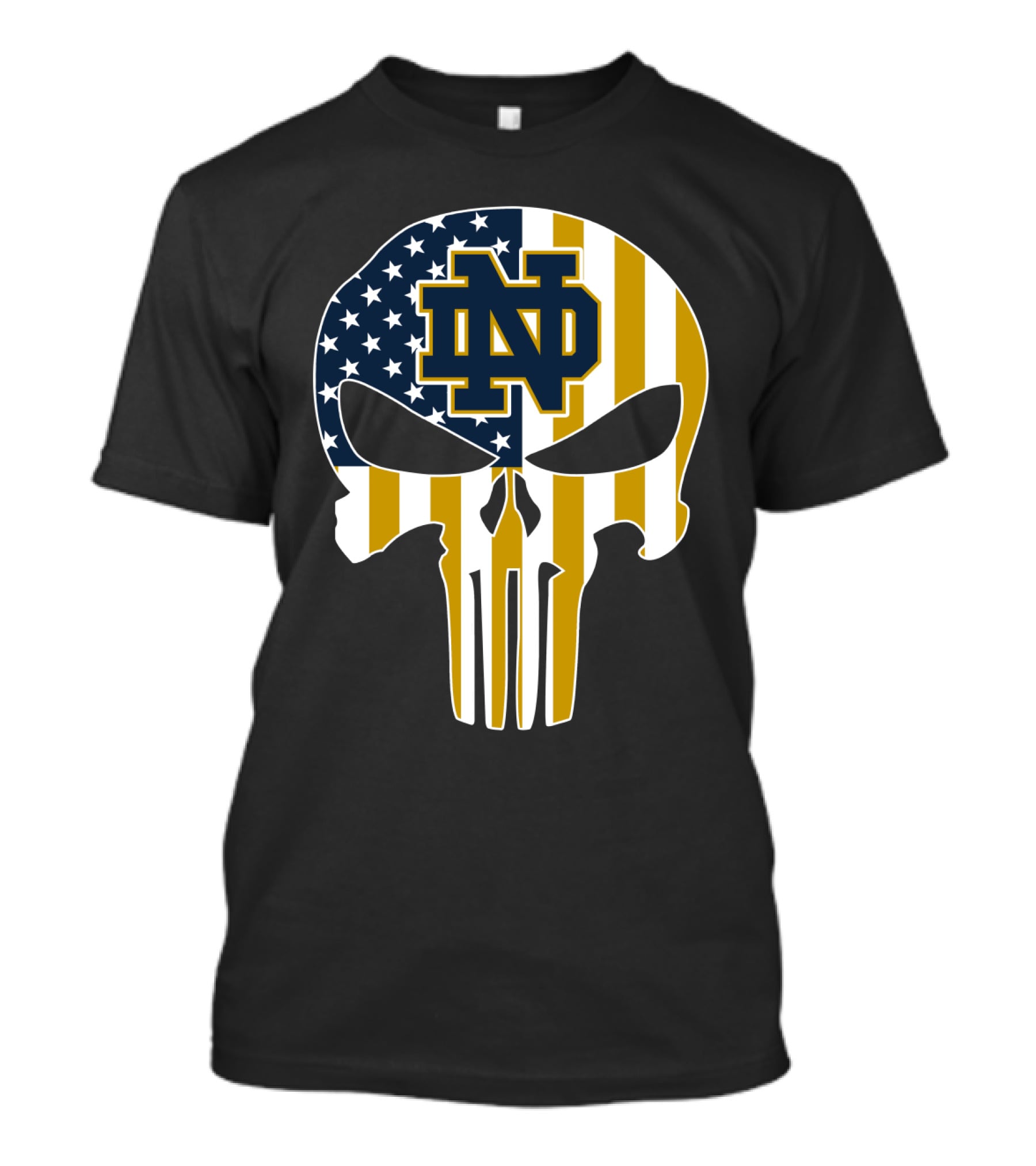 Notre Dame Fighting Irish Nd Skull American Flag T-Shirt