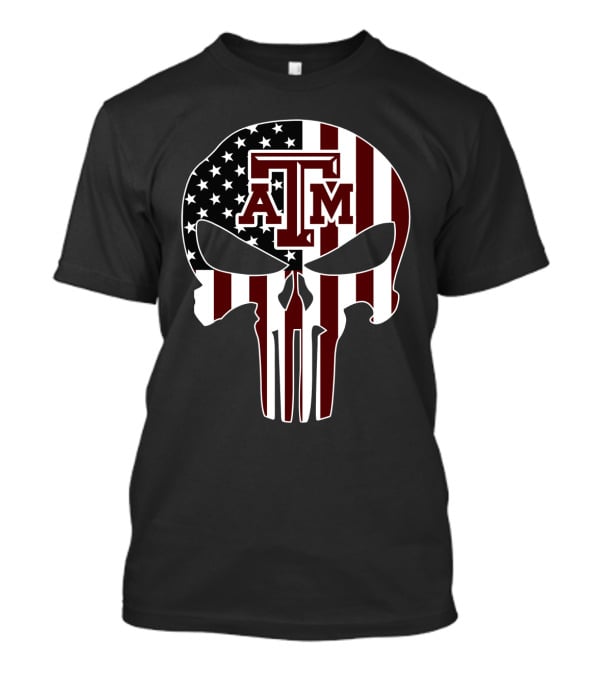 Texas A&M Aggies Skull American Flag T-Shirt