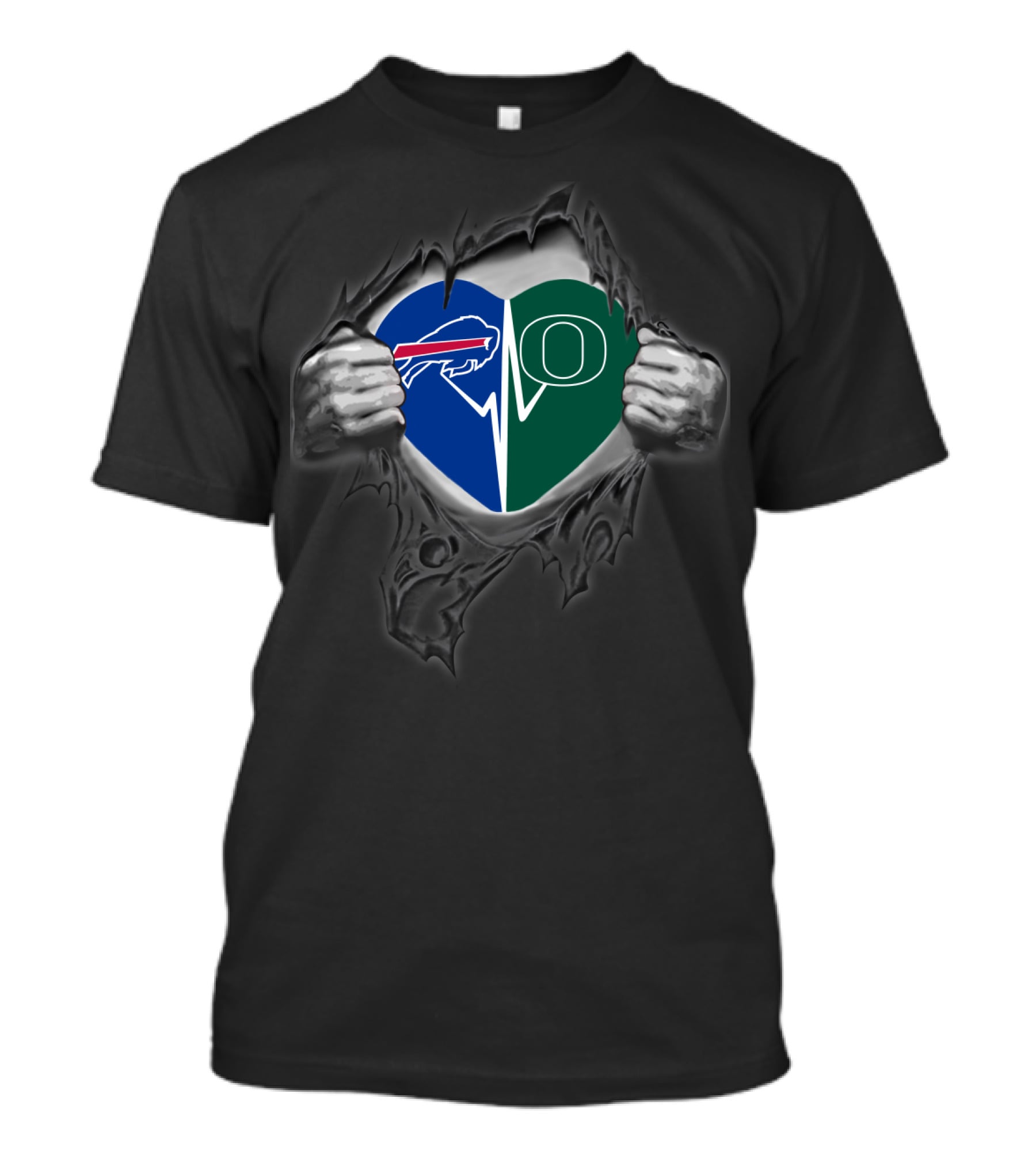 Buffalo Bills And Oregon Ducks Heart T-Shirt