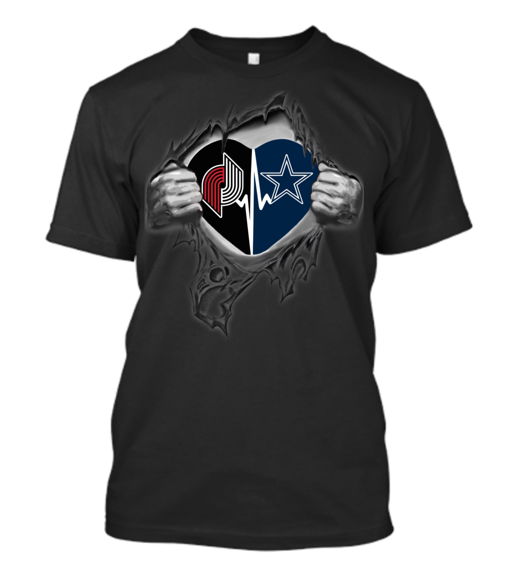 Blazers Cowboys Rip Heartbeat T-Shirt