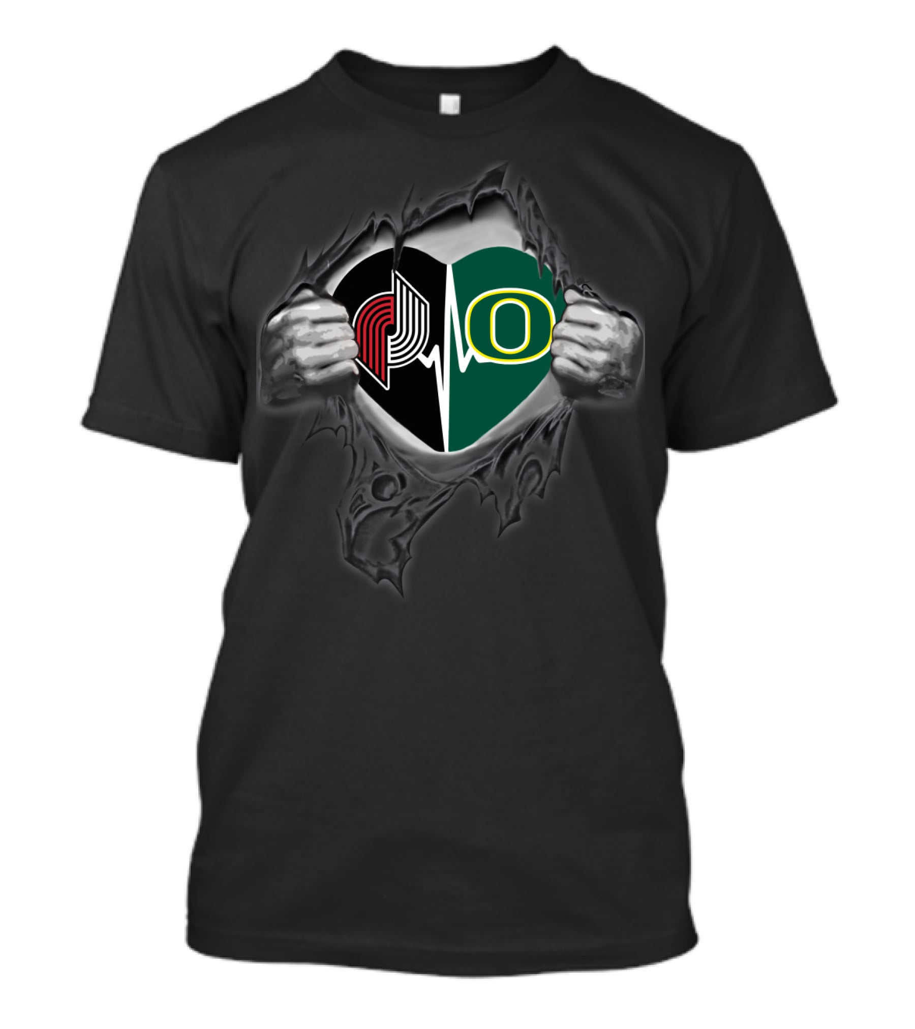 Portland Trail Blazers Oregon Ducks Heartbeat T-Shirt