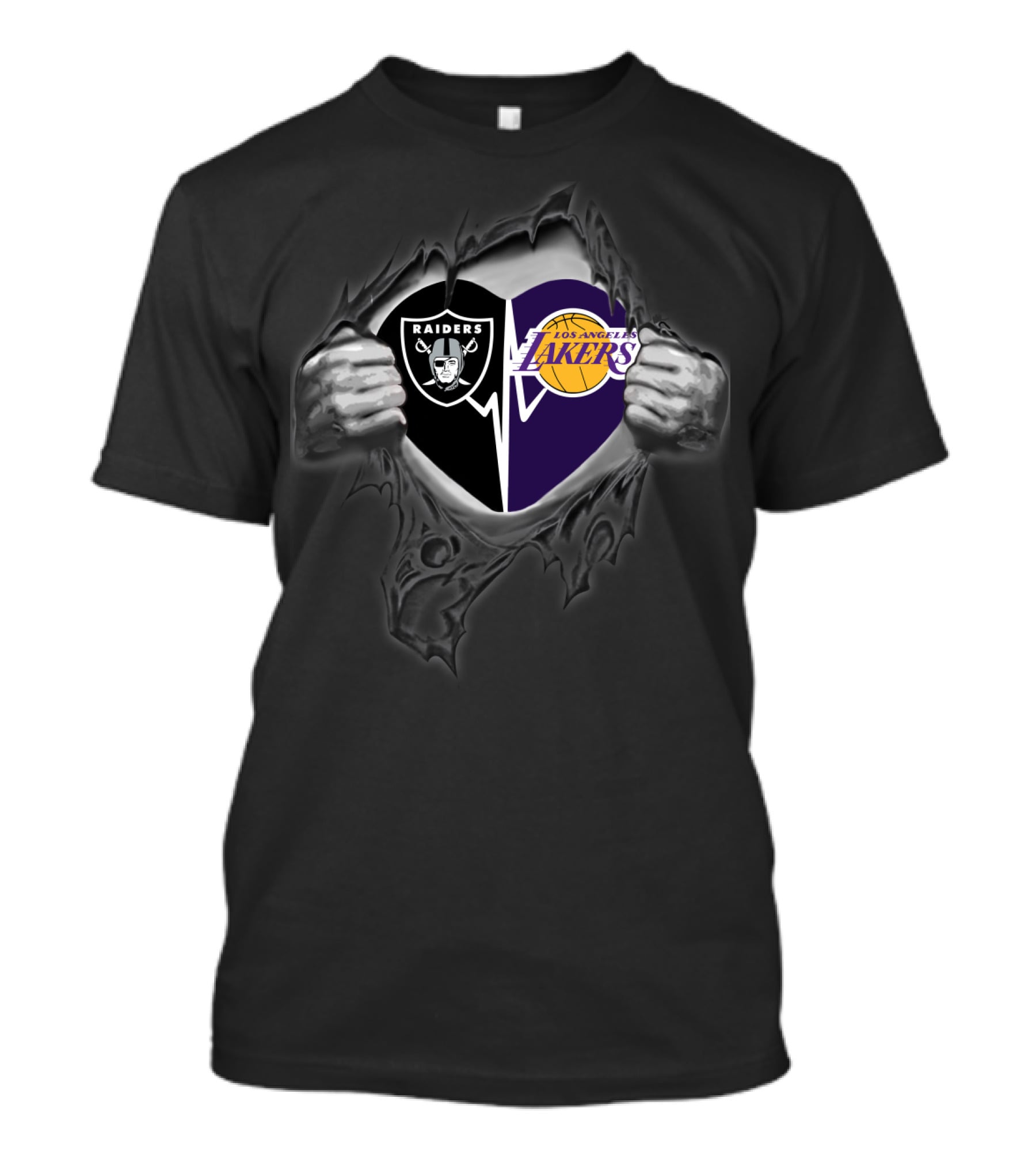 Raiders Los Angeles Lakers Heart Logo Combination T-Shirt