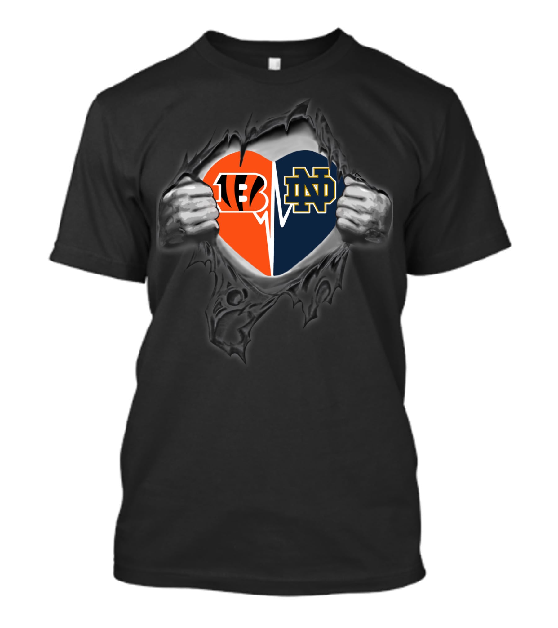 Bengals Notre Dame Heart Logo Fusion T-Shirt