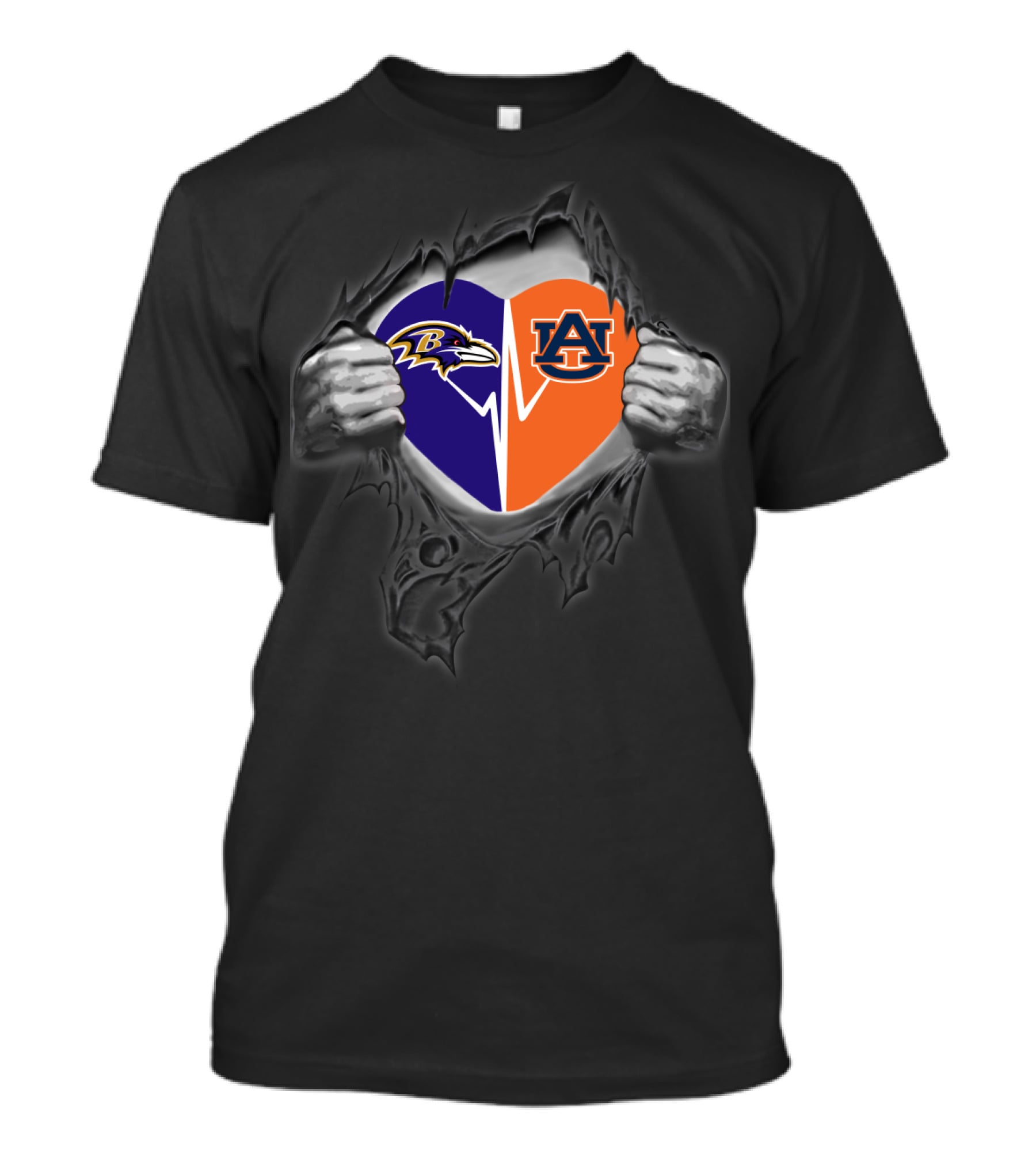 Ravens Auburn Heart Torn Fabric T-Shirt