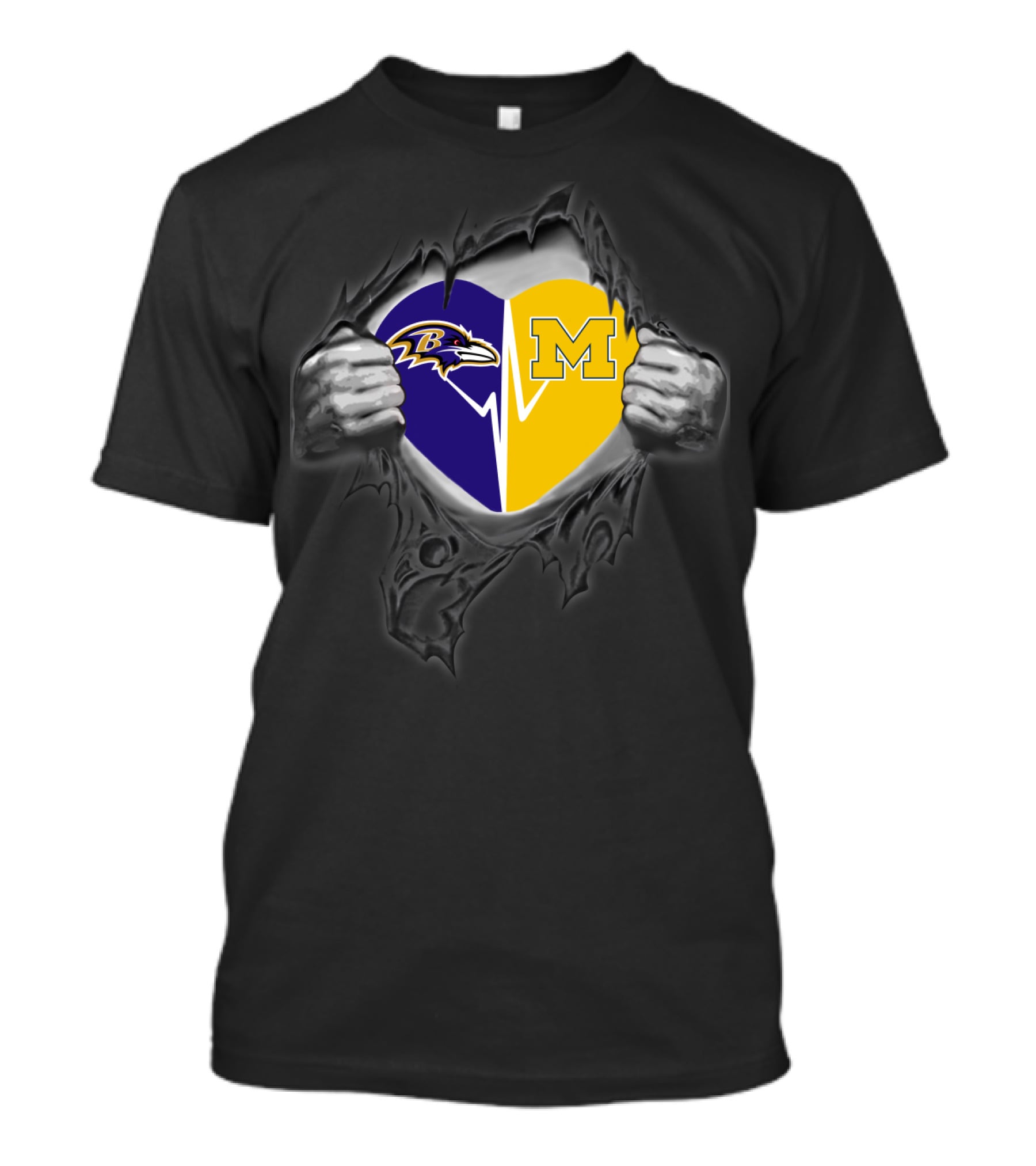 Ravens Heart Michigan Wolverines T-Shirt