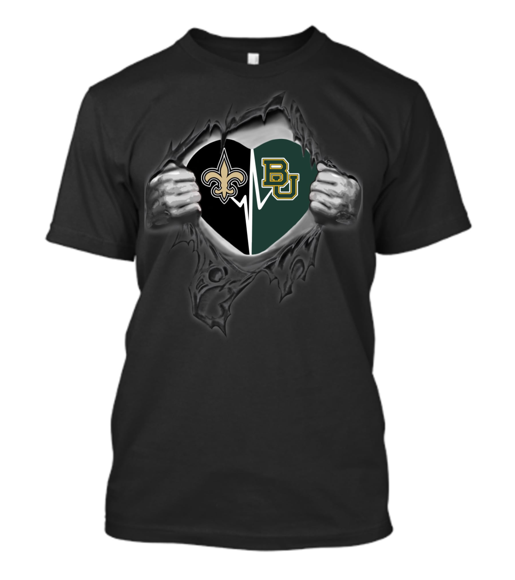 Saints Baylor Bears Heart Torn Open T-Shirt