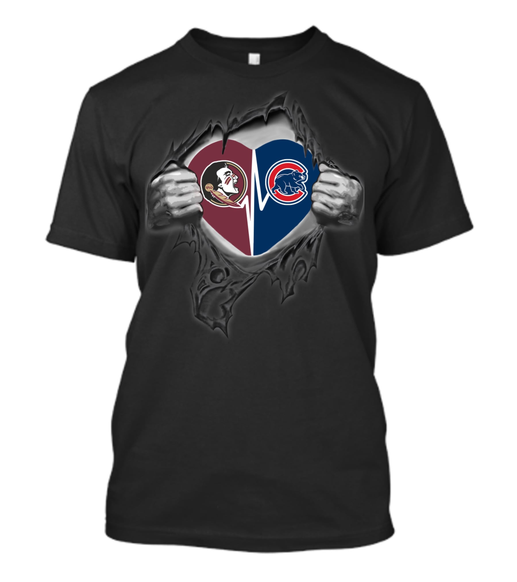 Florida State Seminoles Chicago Cubs Heart T-Shirt