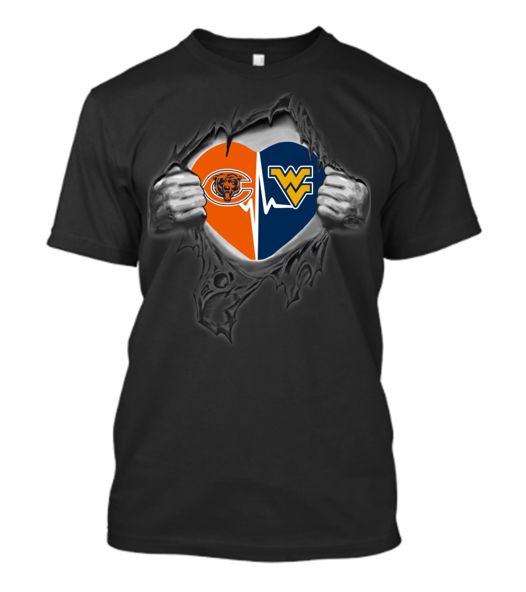 Chicago Bears West Virginia Mountaineers Heart Split T-Shirt