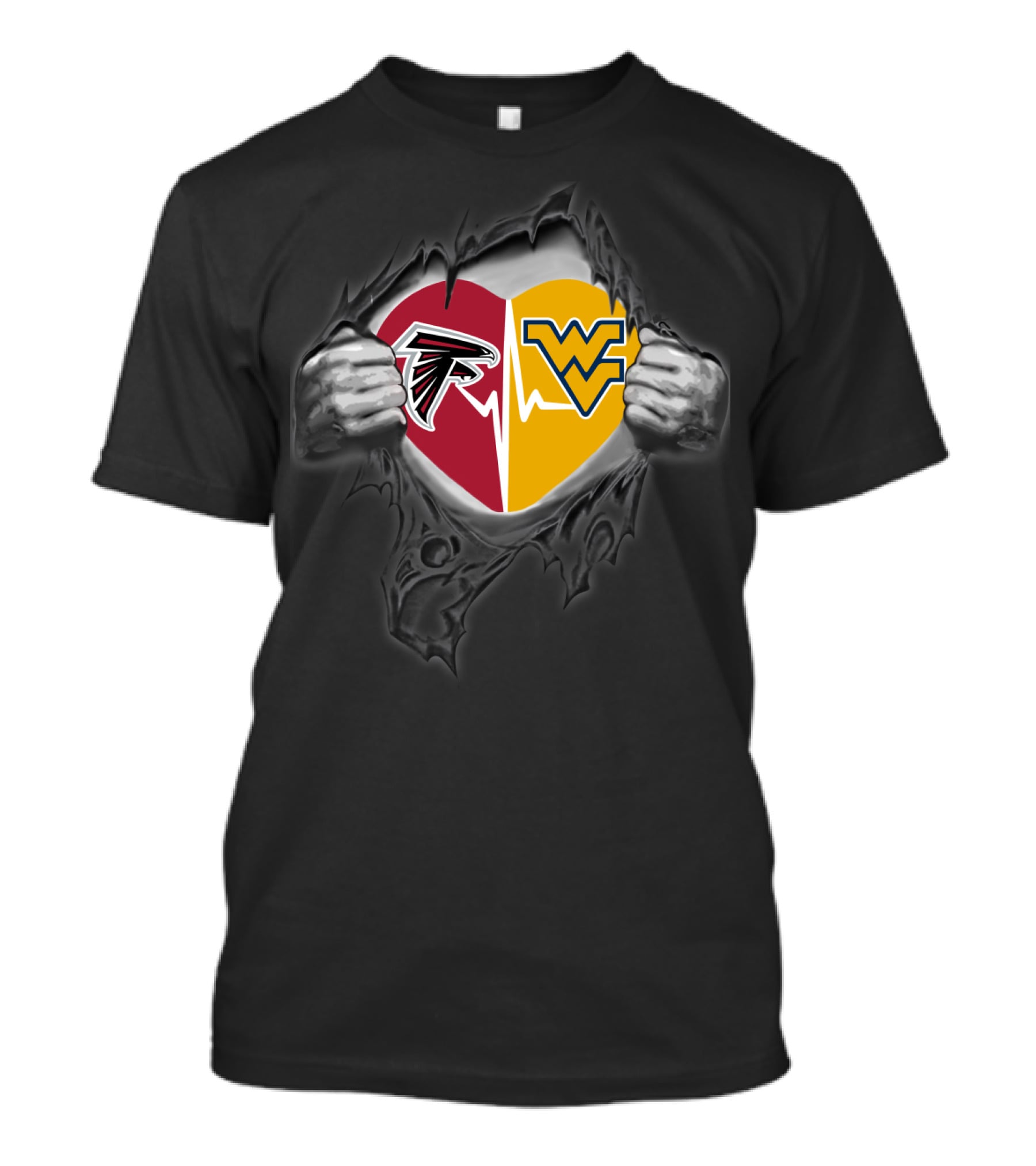 Atlanta Falcons West Virginia Mountaineers Heart T-Shirt