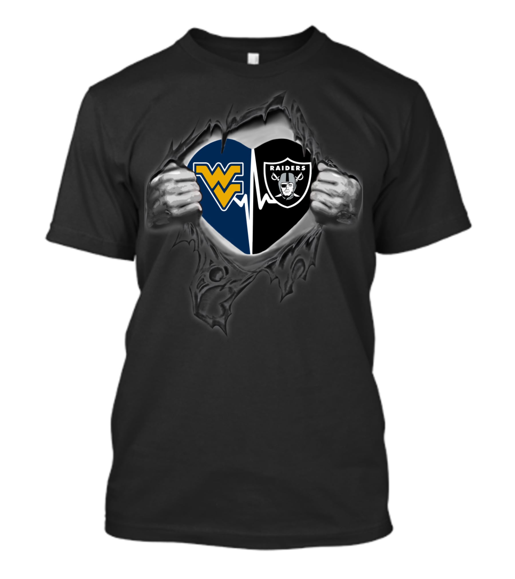 West Virginia Mountaineers Raiders Heart Tear T-Shirt