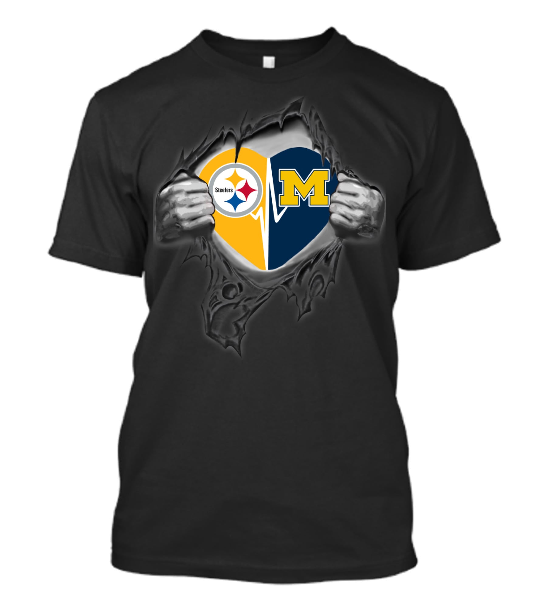 Steelers Heart Michigan Wolverines Logo Fusion T-Shirt