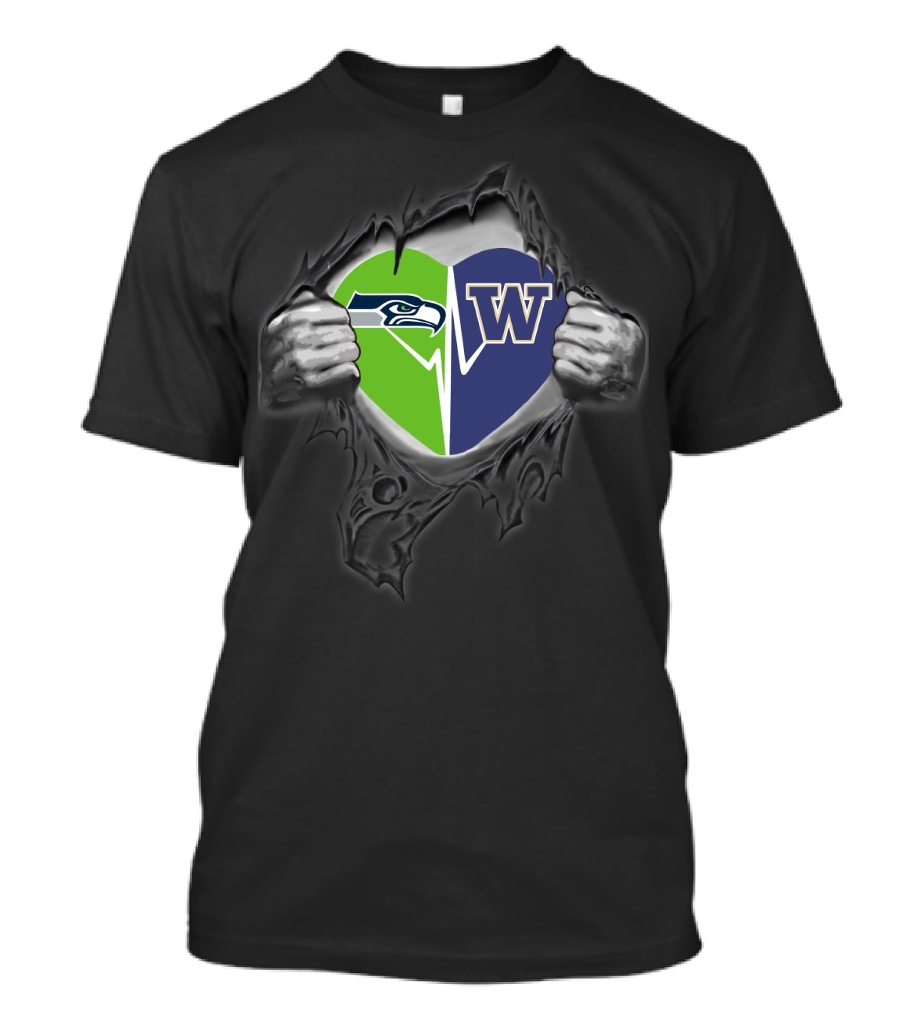 Seahawks Heart Washington Huskies Fusion T-Shirt