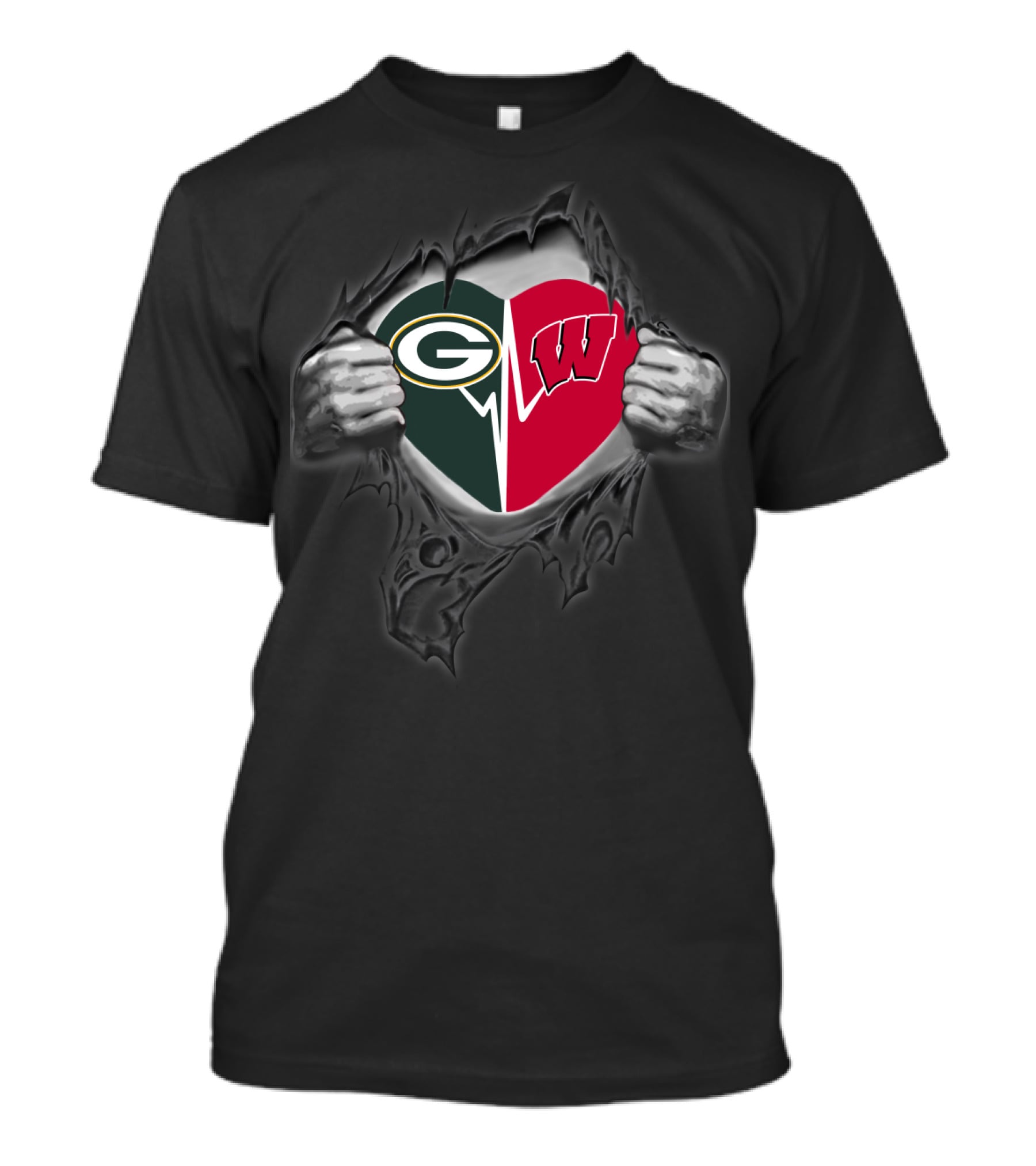 Packers Green Bay Wisconsin Badgers Heart T-Shirt