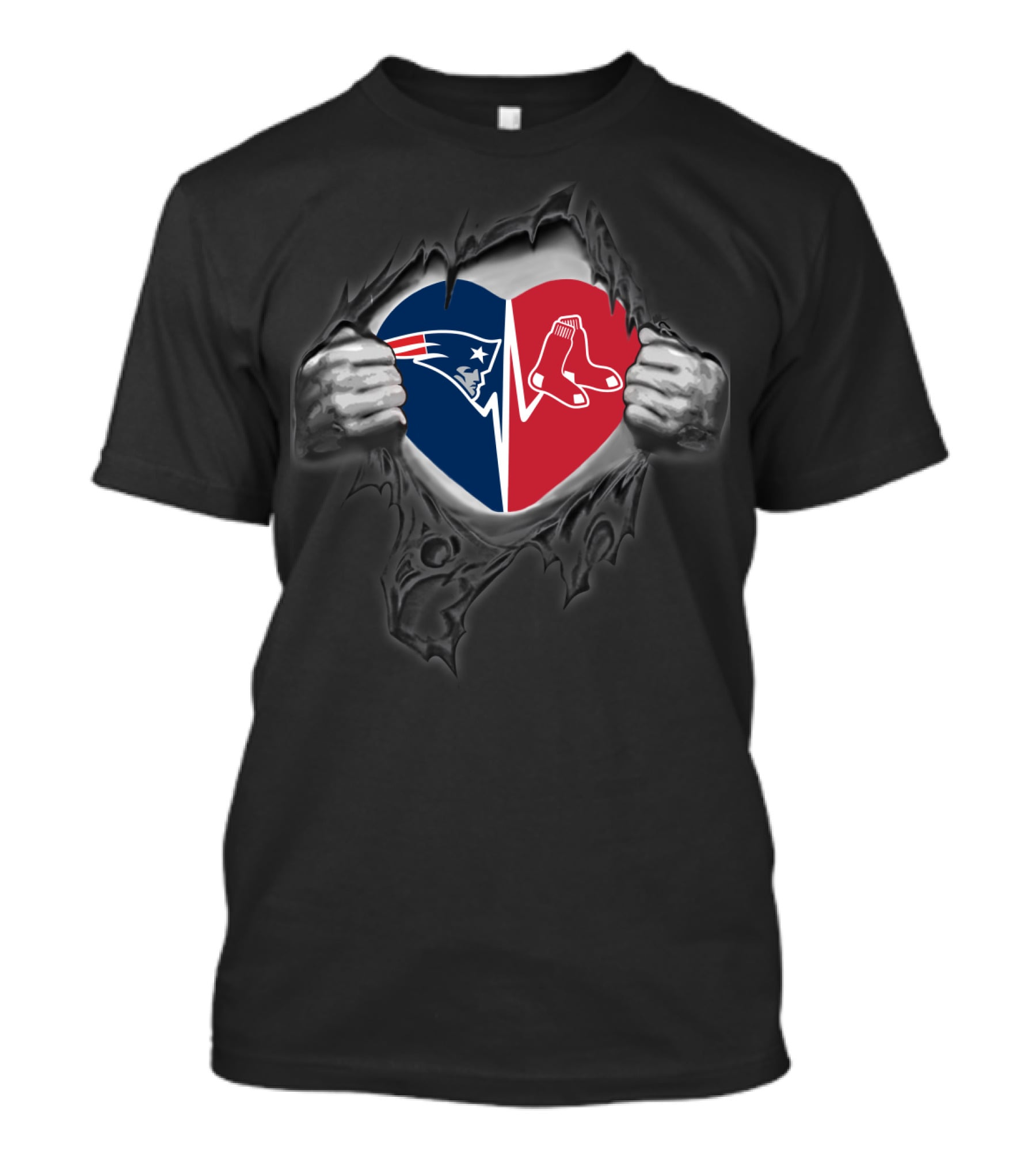 Patriots And Red Sox Heart Logo Reveal T-Shirt