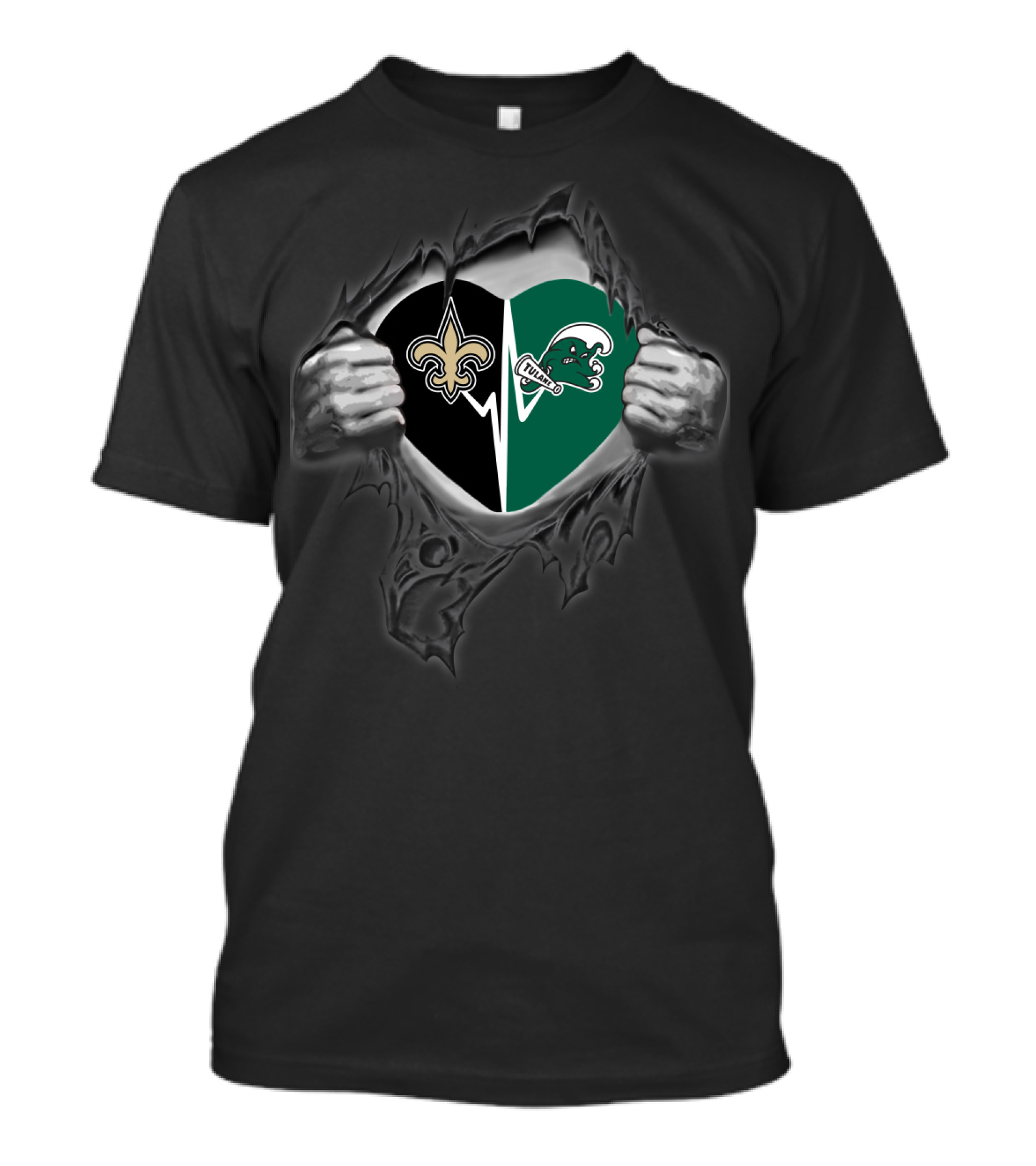 Saints Tulane Green Wave Heart Logo Fusion T-Shirt