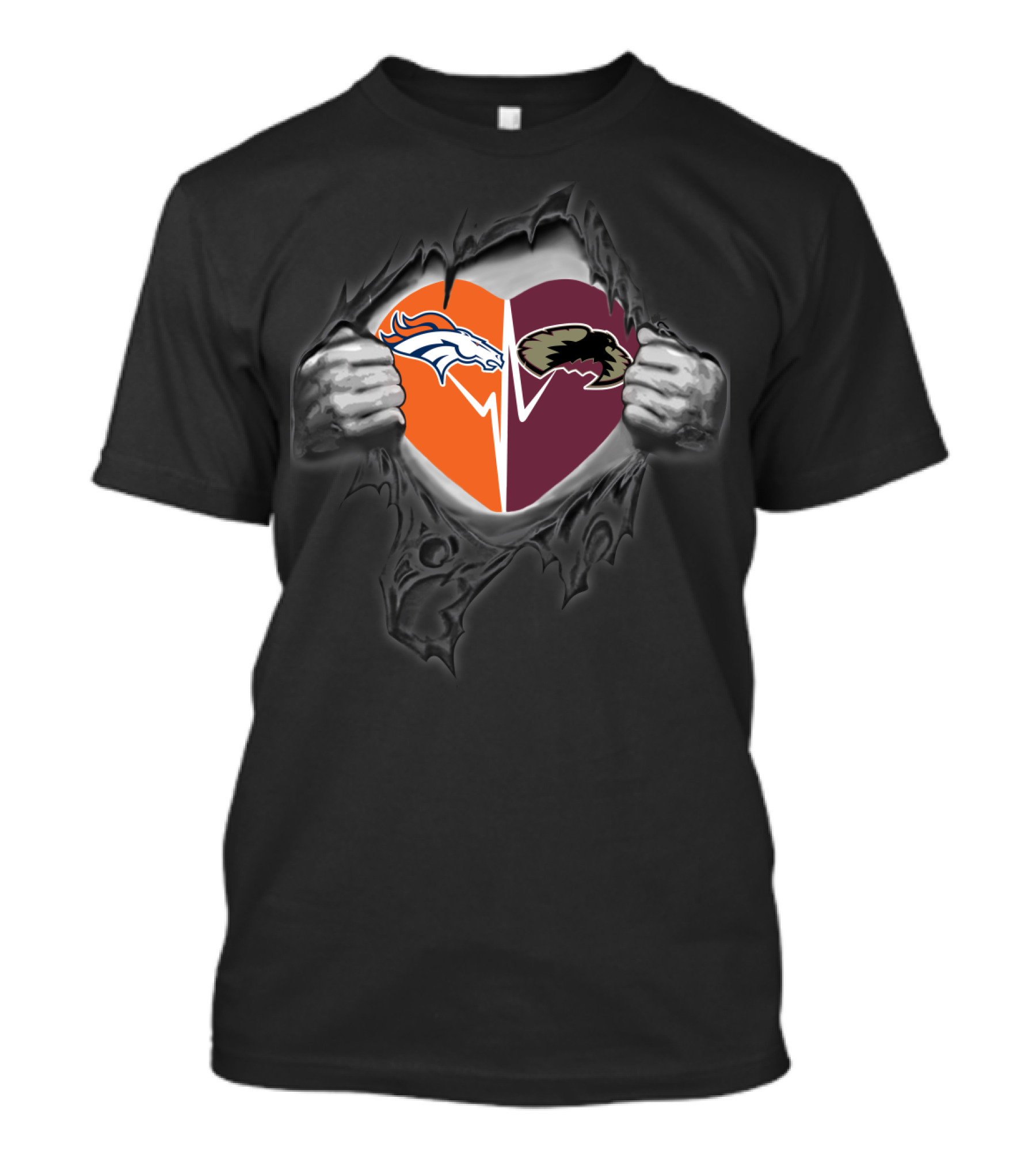 Denver Broncos Heart And Pioneers Logo Fusion T-Shirt