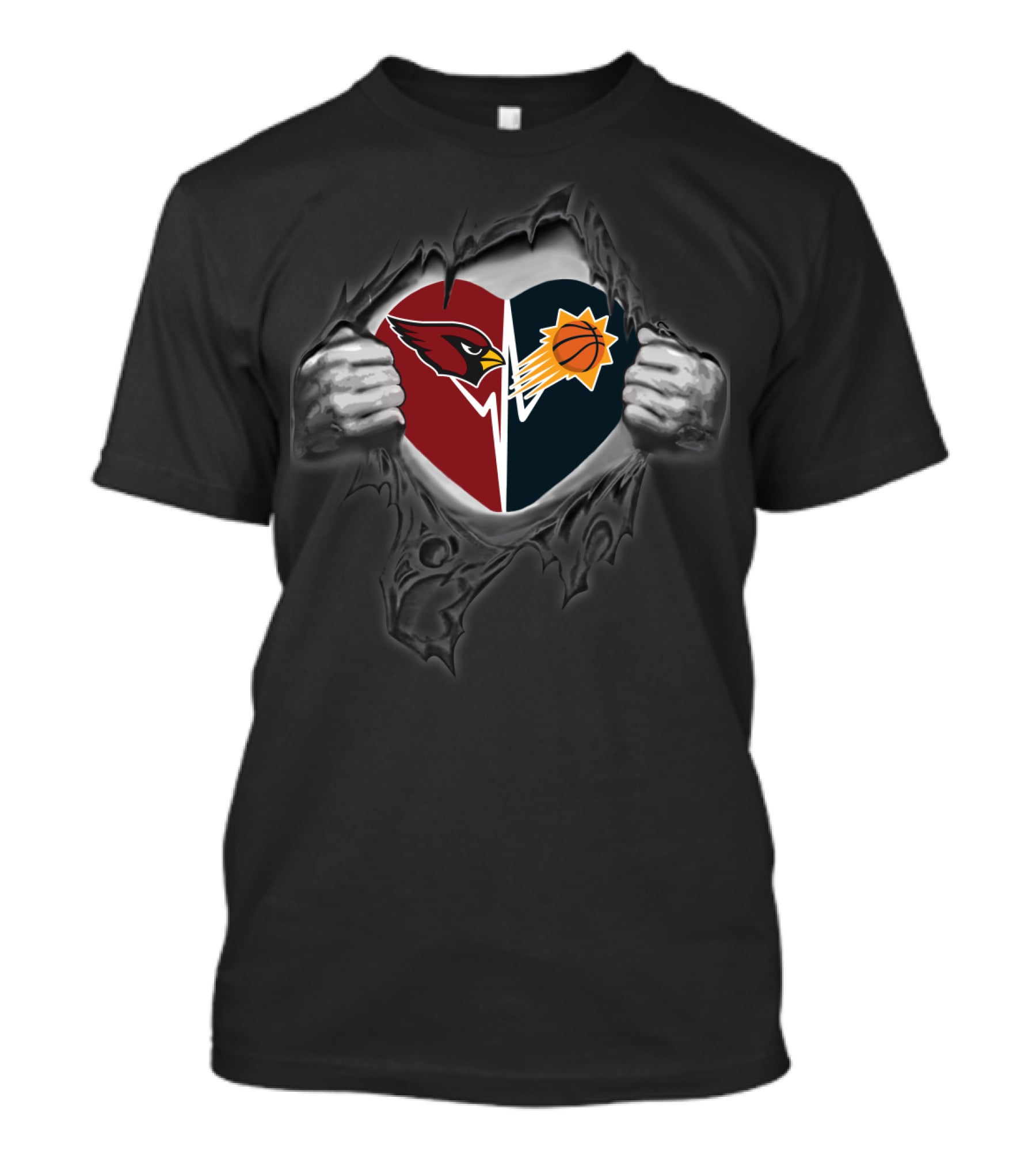 Cardinals Phoenix Suns Heart Logo Fusion T-Shirt