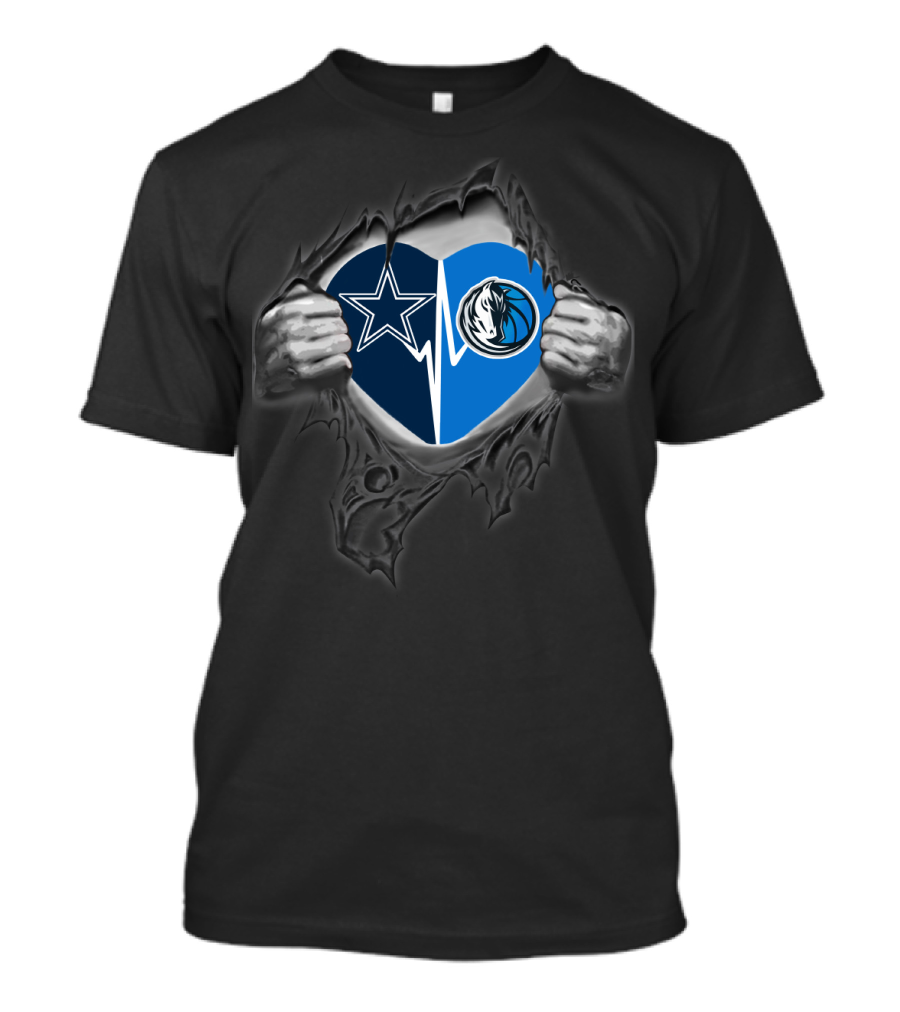 Dallas Cowboys Mavericks Heart Logo Fusion T-Shirt