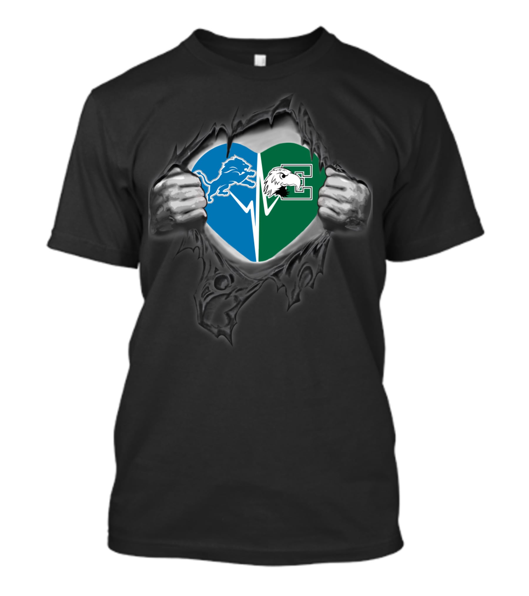 Detroit Lions Eastern Michigan Eagles Heart T-Shirt