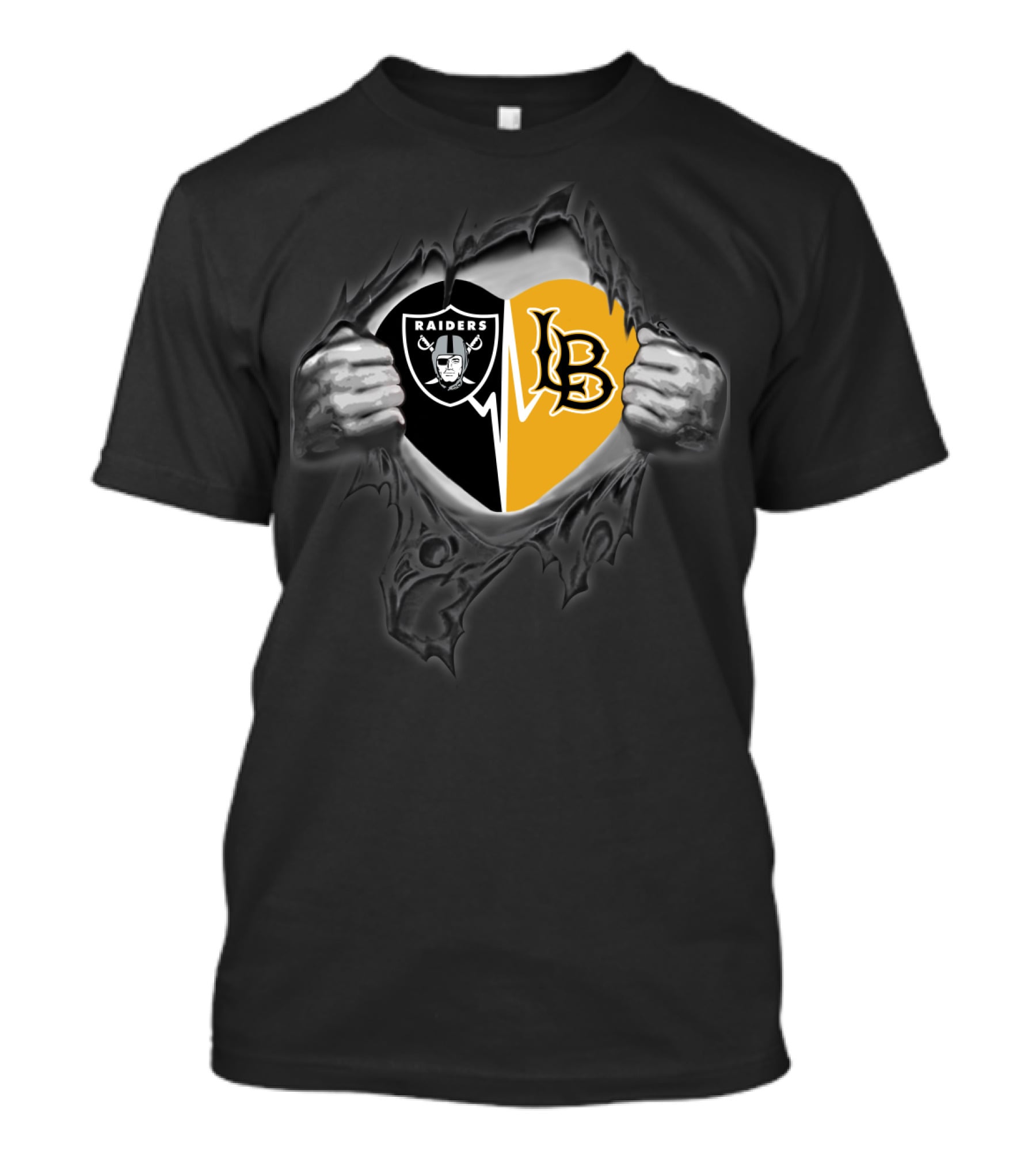 Raiders Lb Logo Black And Yellow Fusion T-Shirt