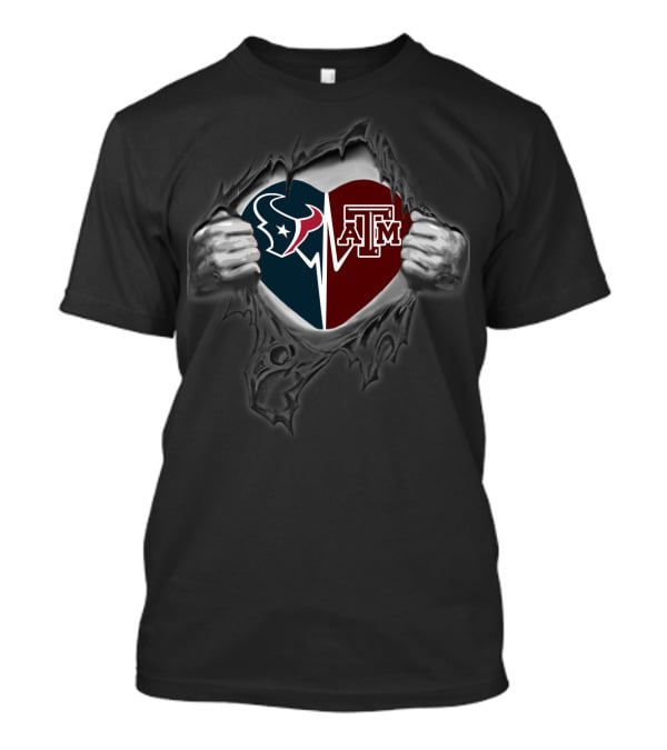Texans Heart Texas A&M Aggies Logo Fusion T-Shirt
