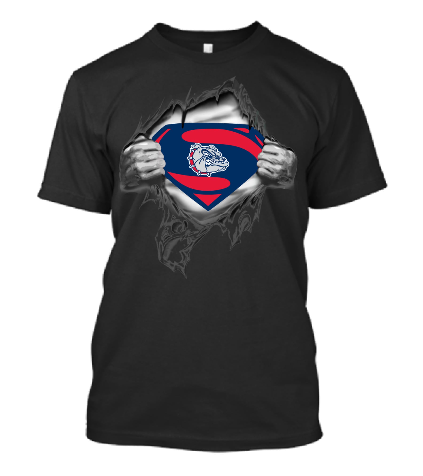 Superman Gonzaga Bulldogs Logo Chest Bulldog T-Shirt