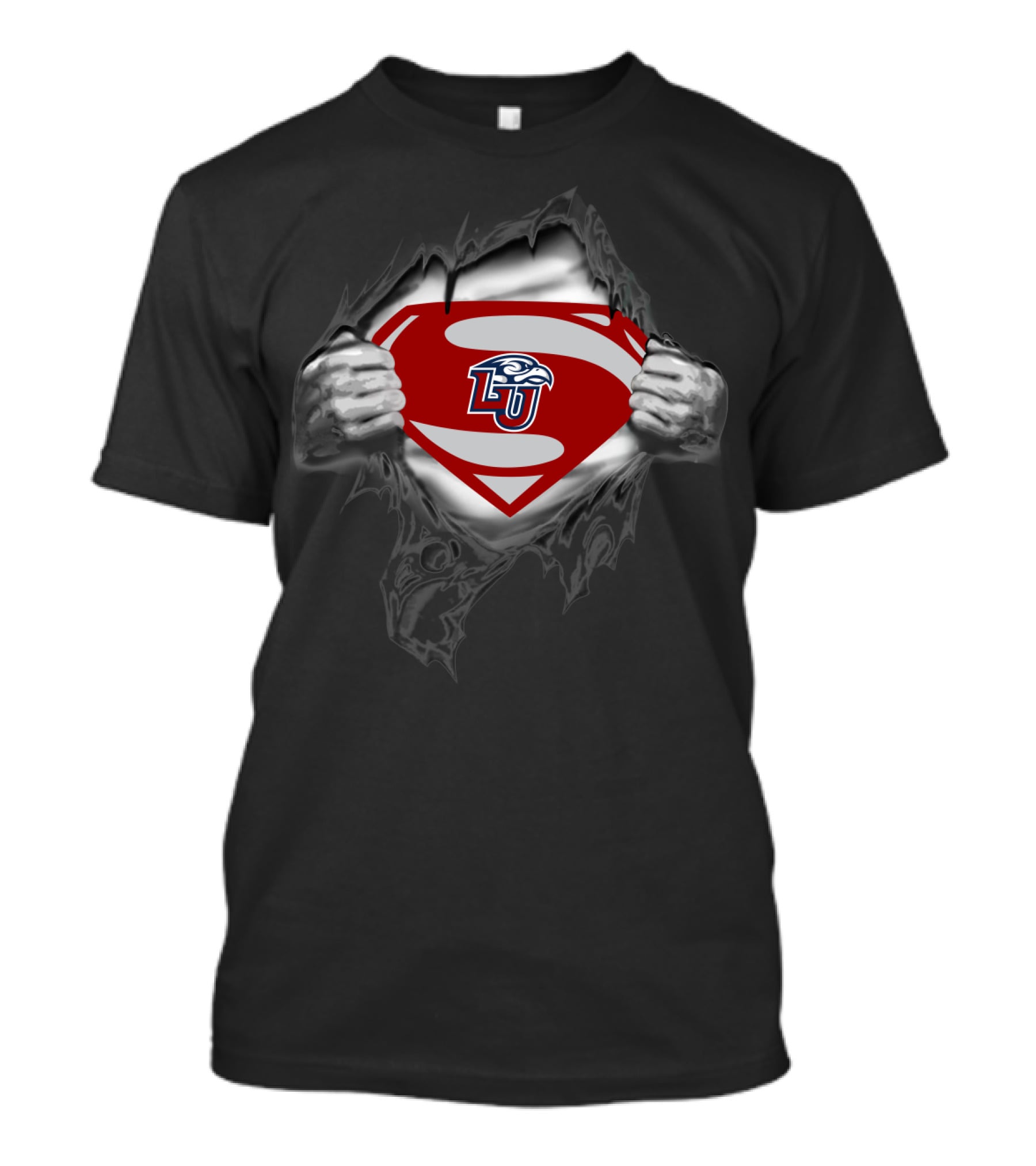 Torn Superman Shield Lu Liberty Flames T-Shirt