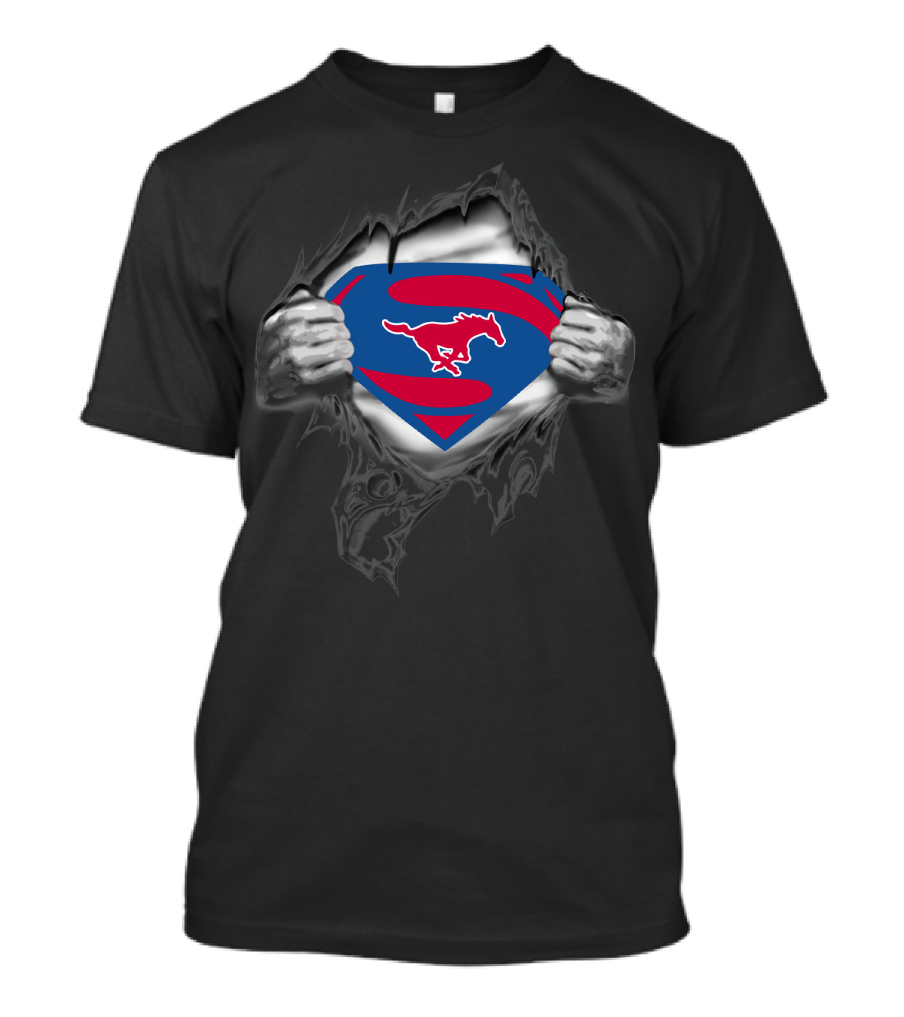 Smu Mustangs Superman Emblem Template T-Shirt