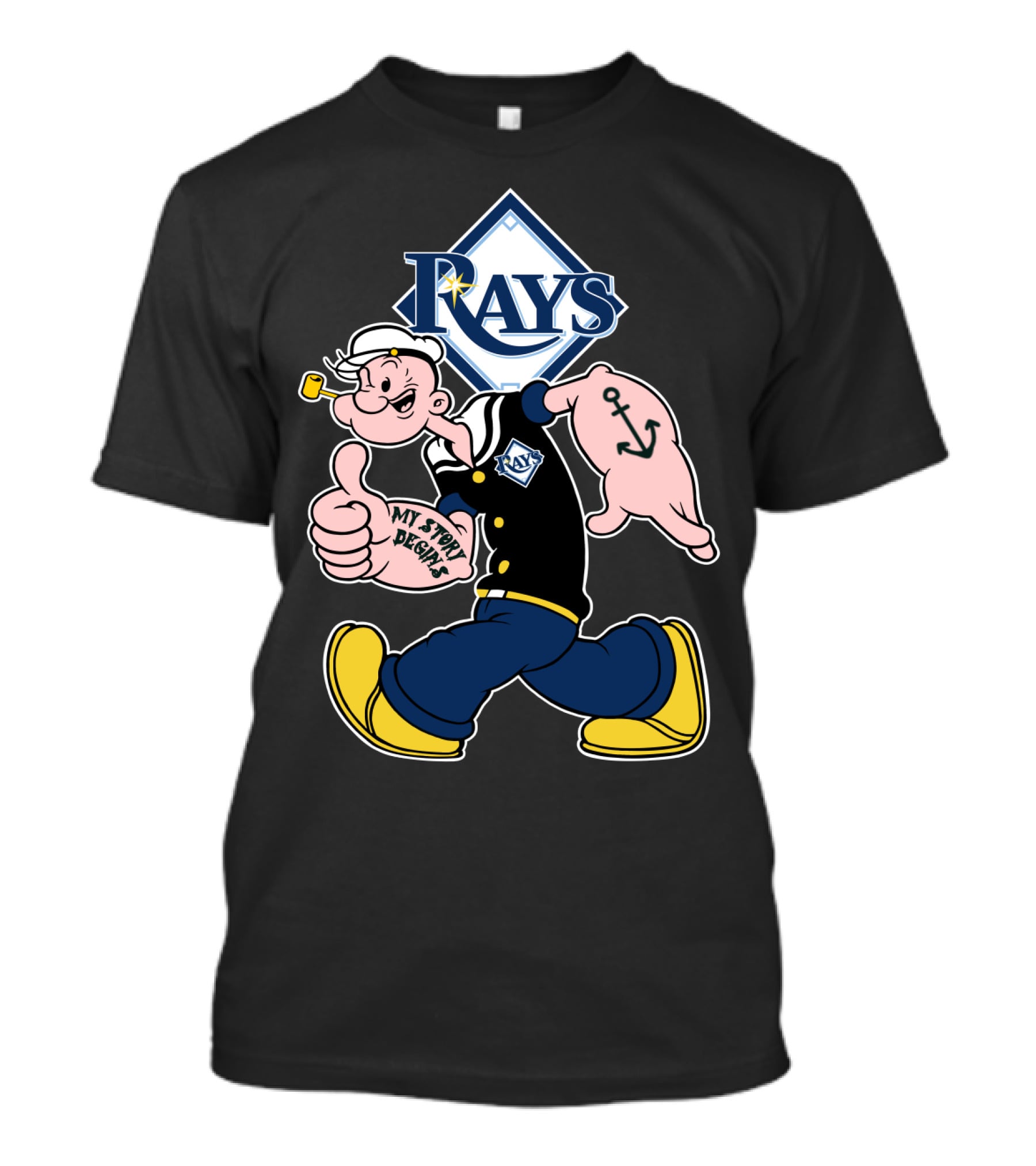 Tampa Bay Rays Popeye My Story Begins Anchors Sailor T-Shirt