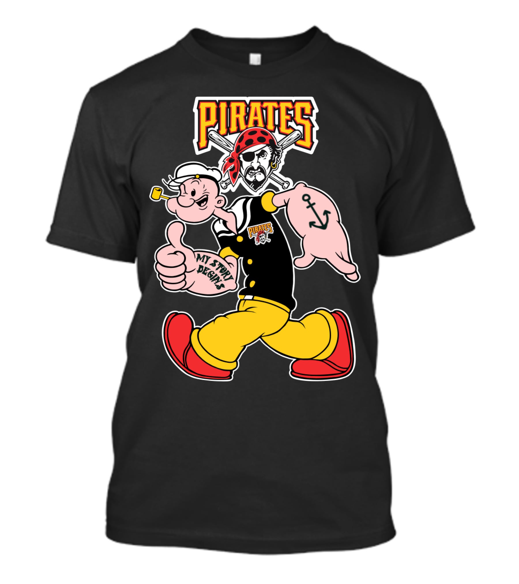 Pirates Popeye My Story Designs 51 Pittsburgh Pirates T-Shirt