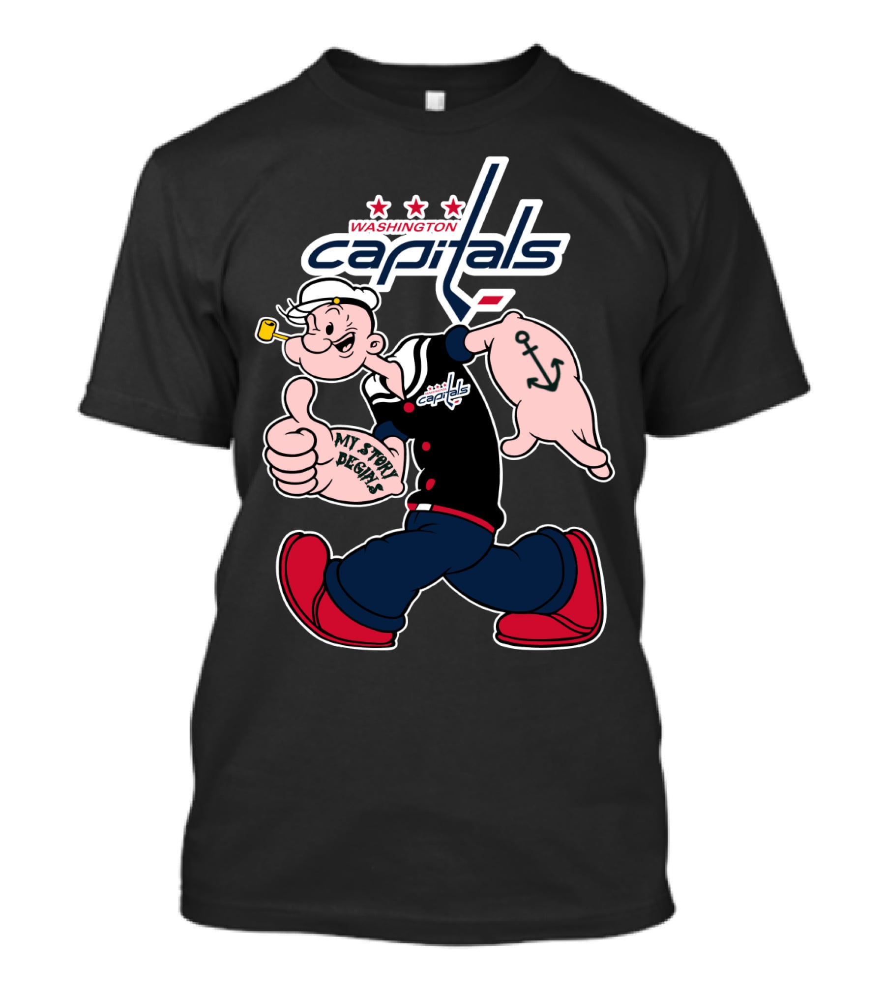 Washington Capitals Popeye My Story Begins T-Shirt