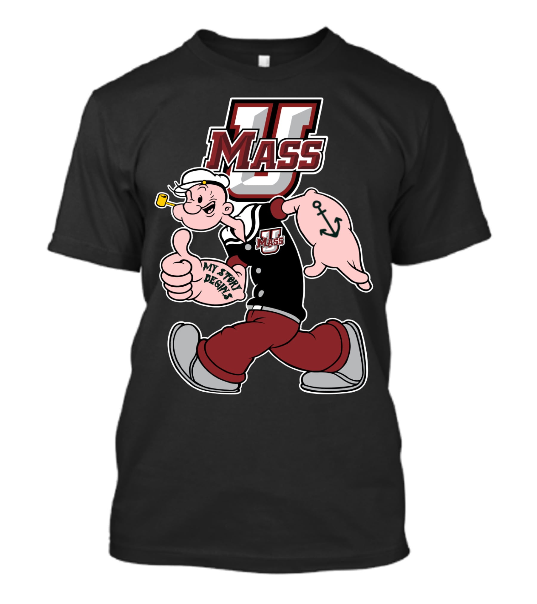 U Mass Minutemen Cartoon Character 369 My Story Begins T-Shirt