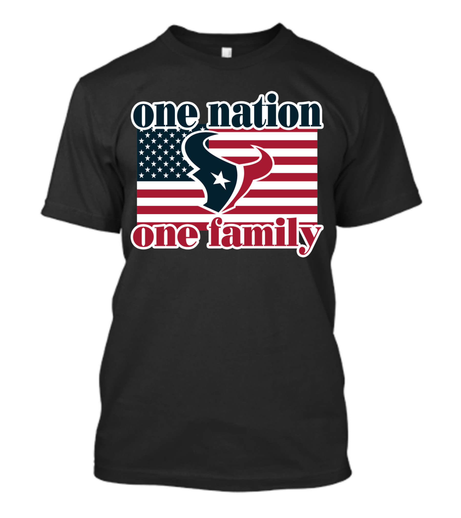 One Nation One Family Houston Texans American Flag T-Shirt