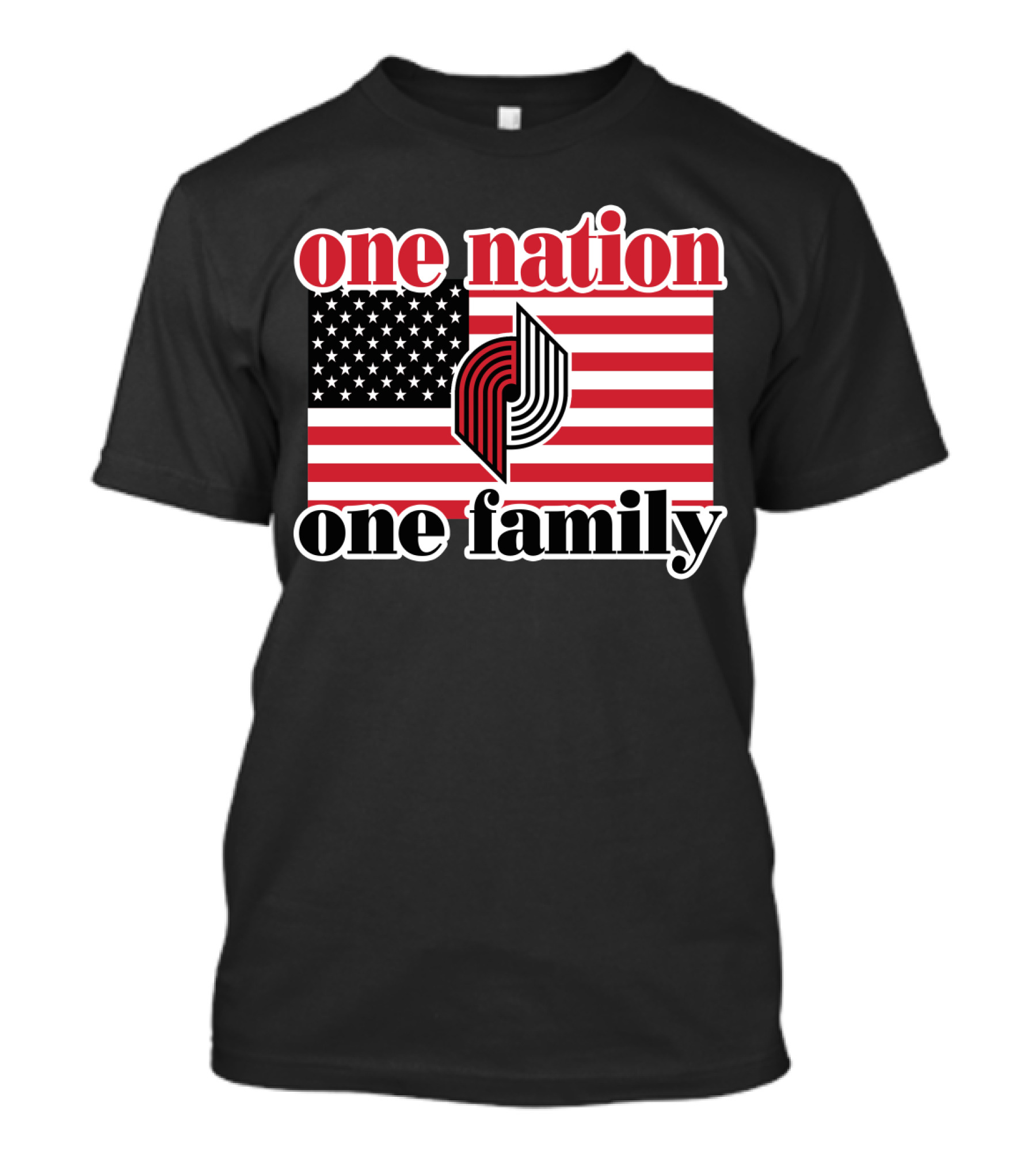 Portland Trail Blazers One Nation One Family American Flag T-Shirt