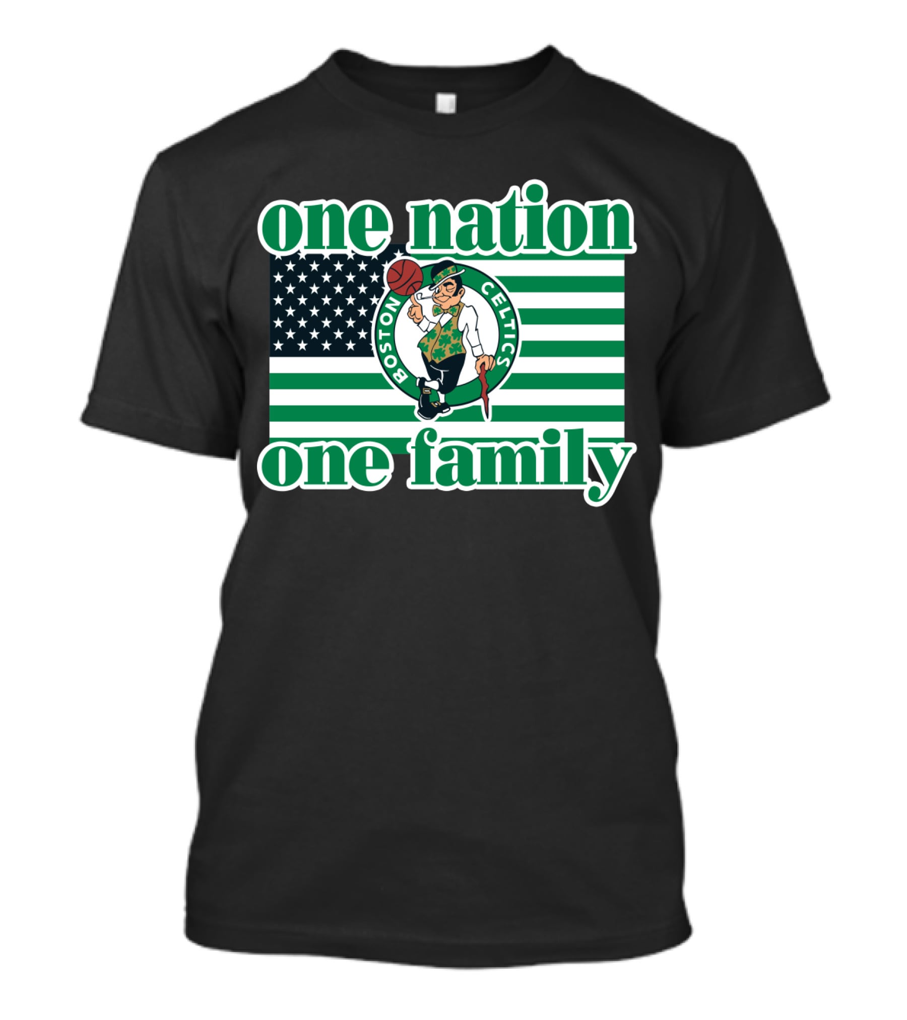Boston Celtics One Nation One Family Usa Flag T-Shirt