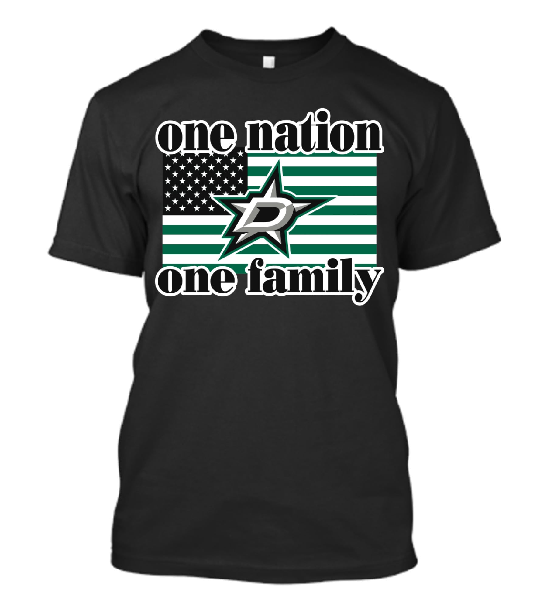 One Nation One Family Dallas Stars D Logo American Flag T-Shirt