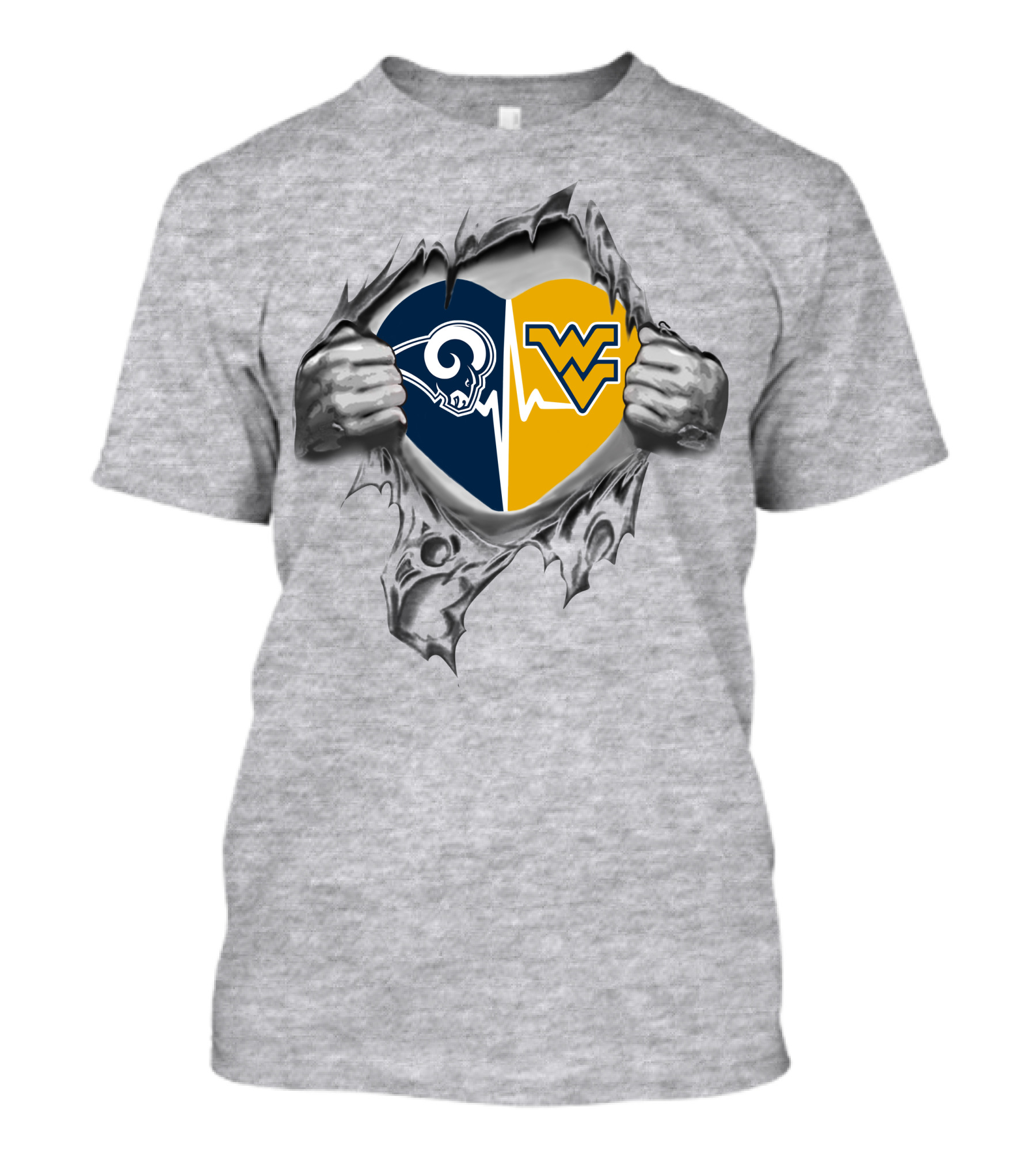 Rams West Virginia Mountaineers Heartbeat Passion Hidden Within T-Shirt