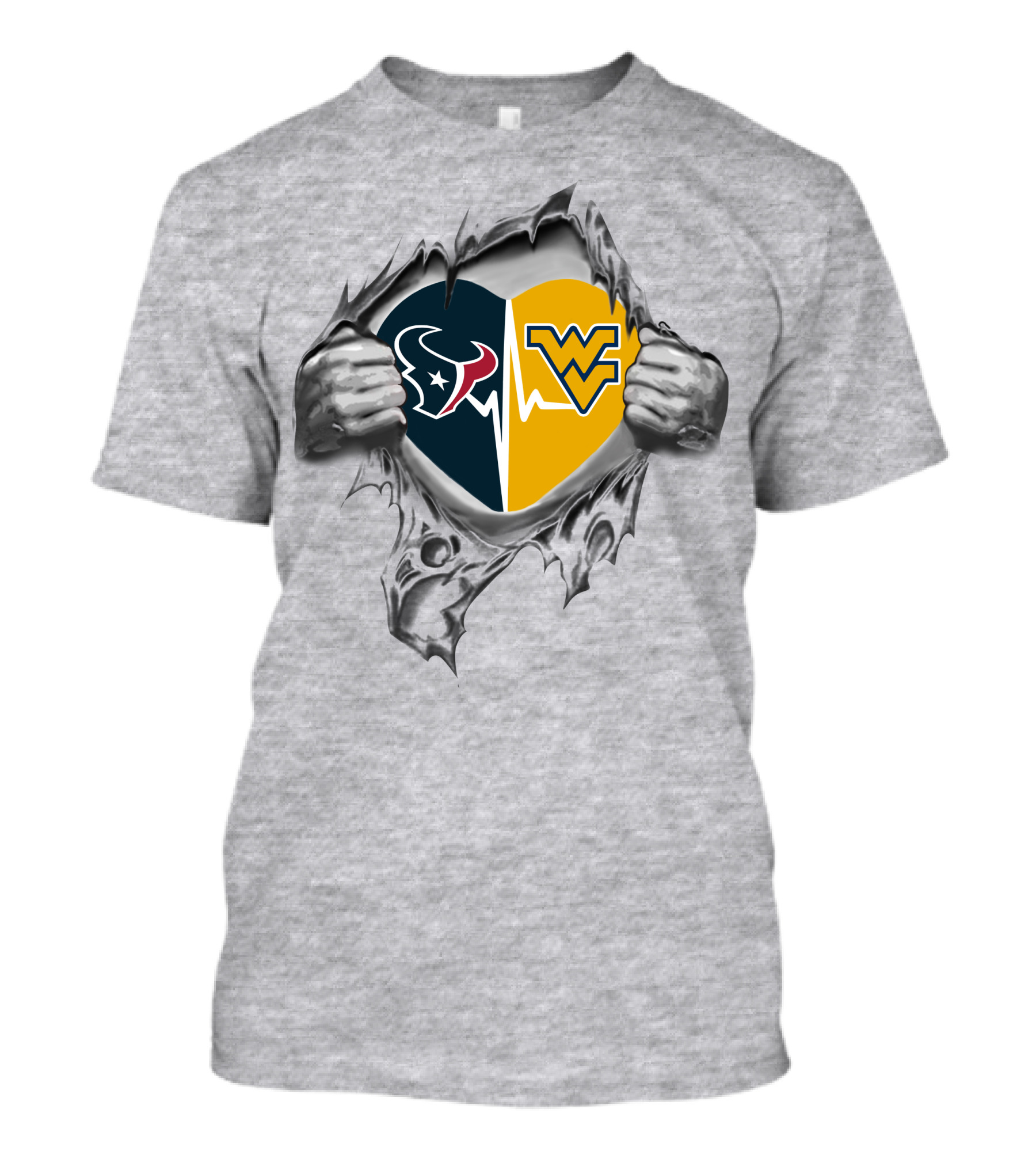 Texans And West Virginia Mountaineers Heart T-Shirt